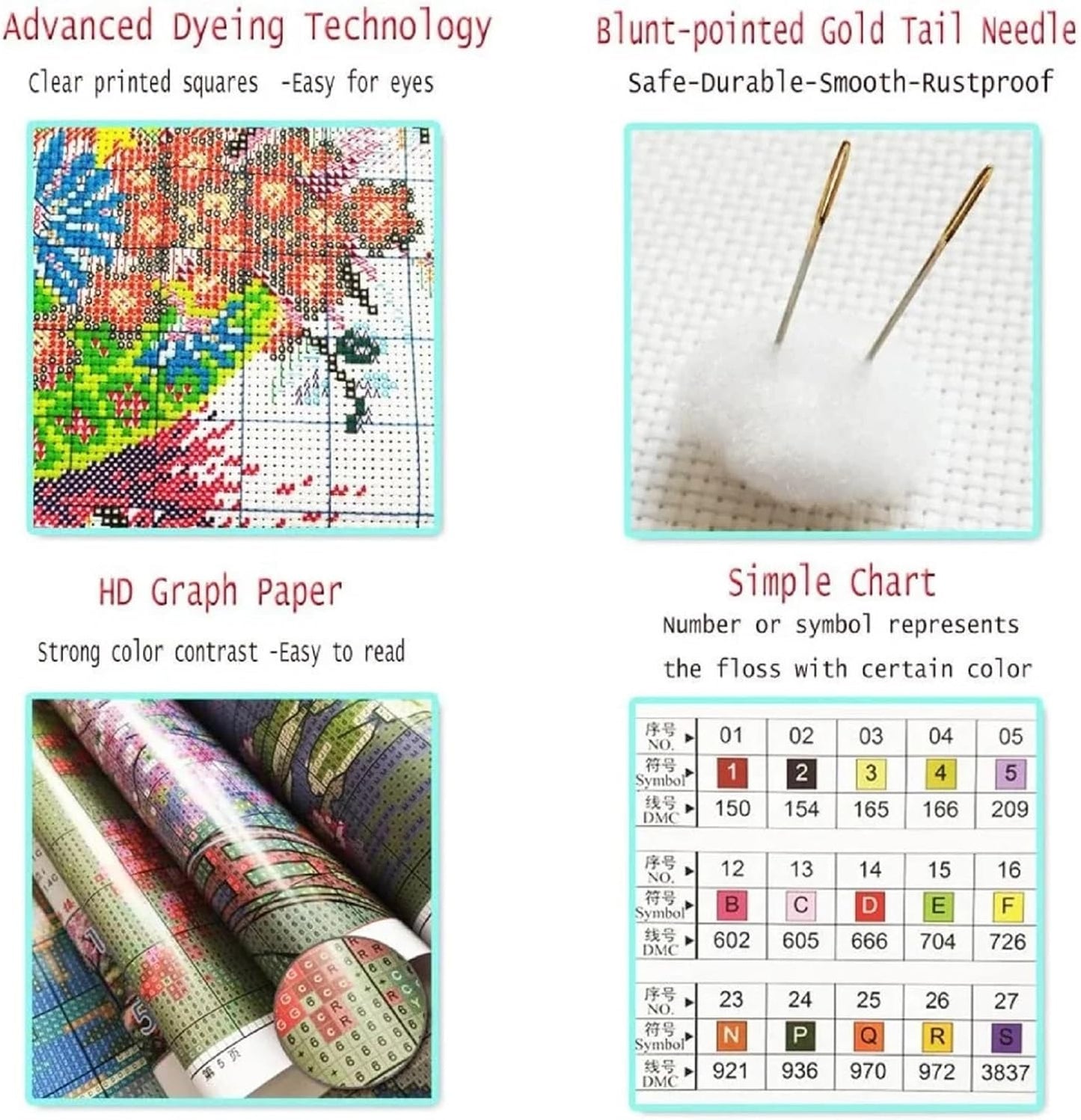 Hopeart Stamped Cross Stitch Kits for Beginner Embroidery Kits for Beginners Adults DIY 11CT Cross Stitch Patterns Needlepoint Kits Crossstitching Kits-A Family of Colorful Cats 18x18 inch