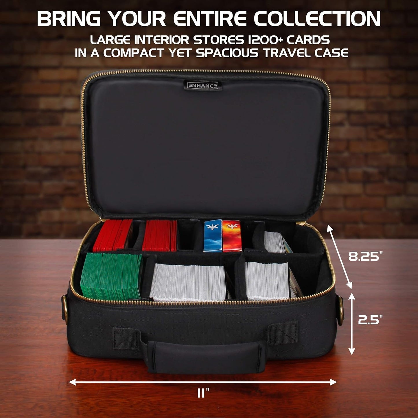 ENHANCE MTG Card Box Storage Case - Deck Holder Card Carrying Case Bag Compatible with Magic MTG Cards , Card Games, Cards Against Humanity - Pencil Loops , Pocket for Dice, & Tokens
