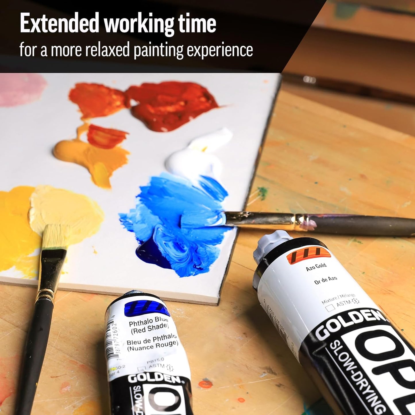 OPEN Slow-Drying Acrylics by GOLDEN, Anthraquinone Blue, 2 fl oz. tube, Professional Acrylic Paint, Semi-Transparent