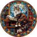 Wooden Puzzles Adults, Maine Cat Library Wooden Puzzles 300 Pieces, Unique Animal Shaped Wood Challenging Jigsaw Puzzles Gifts for Adults, 13.4x13.4in