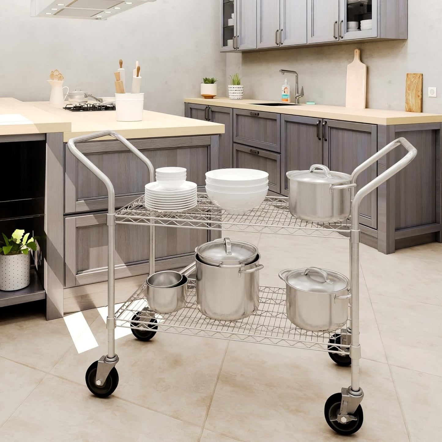 18" W x 36" L x 36" H Chrome Heavy Duty Utility Cart | 2-Tier | NSF Commercial Storage Rack Mobile Unit | Storage and Mobility Solution for Your Business