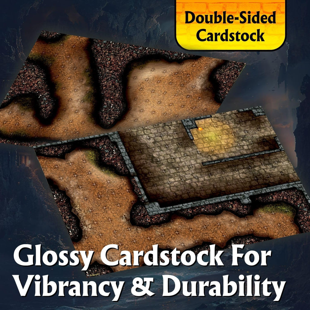 Arcknight The Winding Caverns Roleplaying Battlemaps; 16 Modular RPG Maps in 8 Double-Sided Pages, 1" Square Grid, Modular & Versatile Design for Tabletop Gaming - for Dungeons & Dragons & Pathfinder