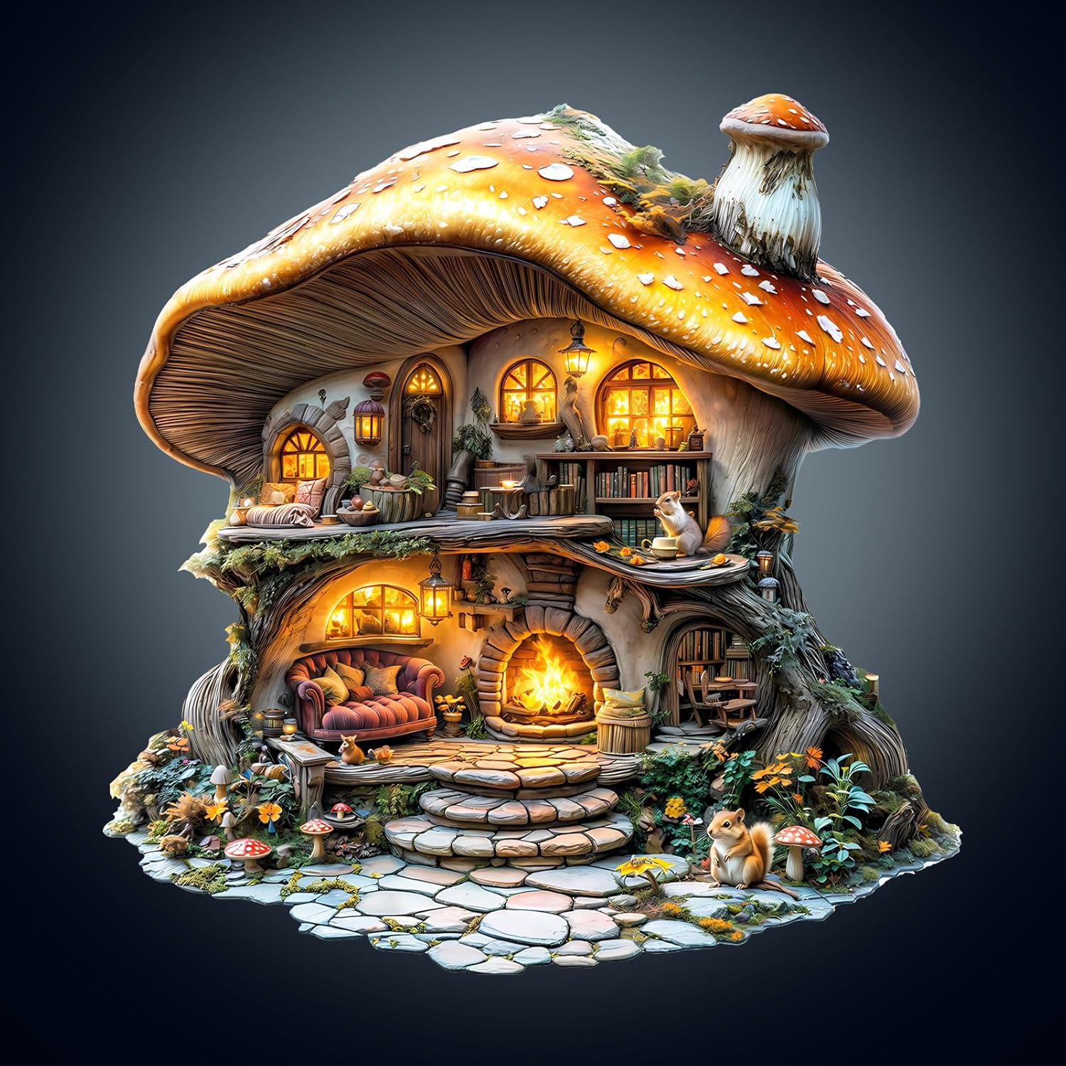Wooden Puzzles for Adults, Mushroom House Puzzles, Wood Adult Puzzle, Birthday Gifts for Puzzle Lover (L-13.1 * 13.4 in 290pcs)