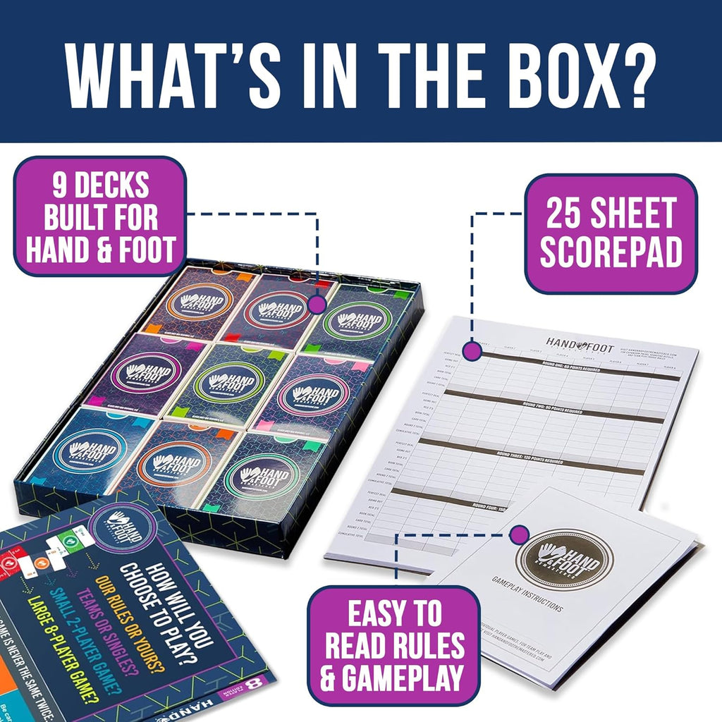 Hand & Foot Remastered 8 Player Edition – Card Game for Adults & Families