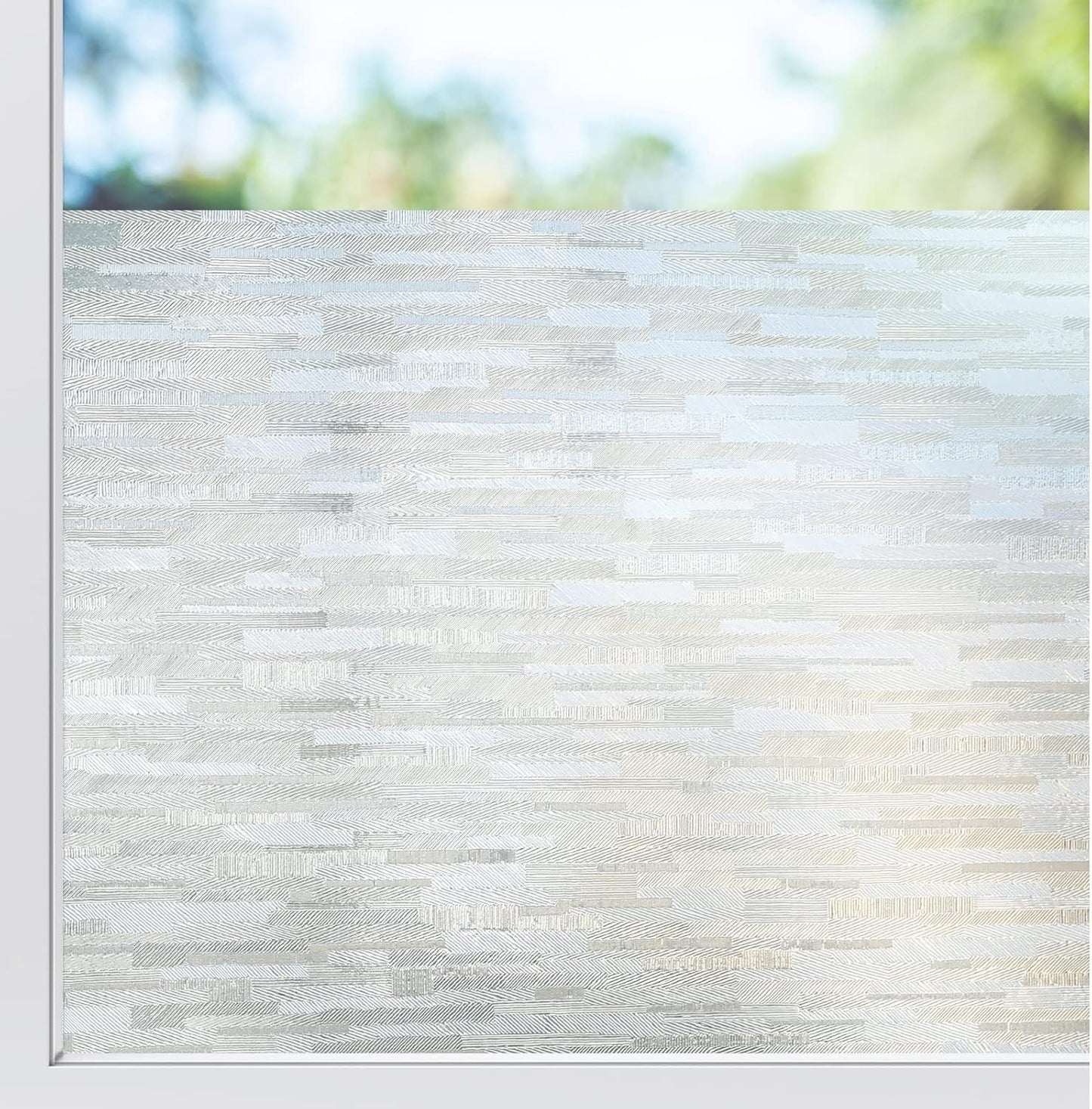 rabbitgoo Window Privacy Film, No Glue Frosted Glass Film, Static Cling UV Blocking Non Adhesive Reusable Heat Control Window Vinyl Clings for Home, Office, Frosted Silk, 17.5 x 157.4 Inches