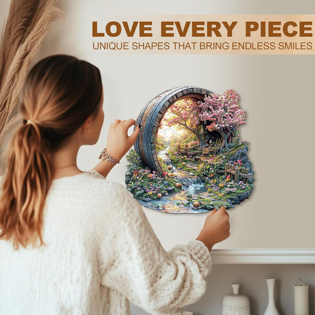 Wooden Puzzles for Adults, Spring Flower Wooden Jigsaw Puzzle for Adults, 465 PCS Unique Shape Wood Puzzles Adult, Birthday Party Gifts for Friends & Family Leisure Time Game Home Decor (XL-17.3*17in)