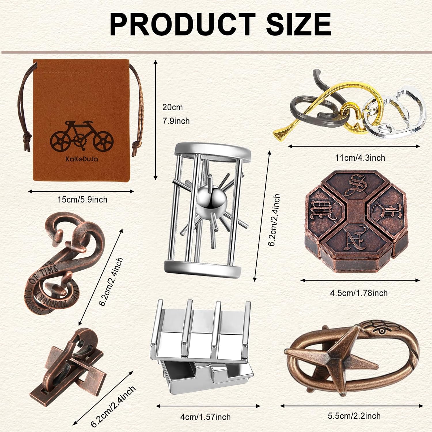 9pcs Metal Puzzle for Adult Disentanglement Puzzles Lock Puzzle Games Set Gift for Adults Teenagers