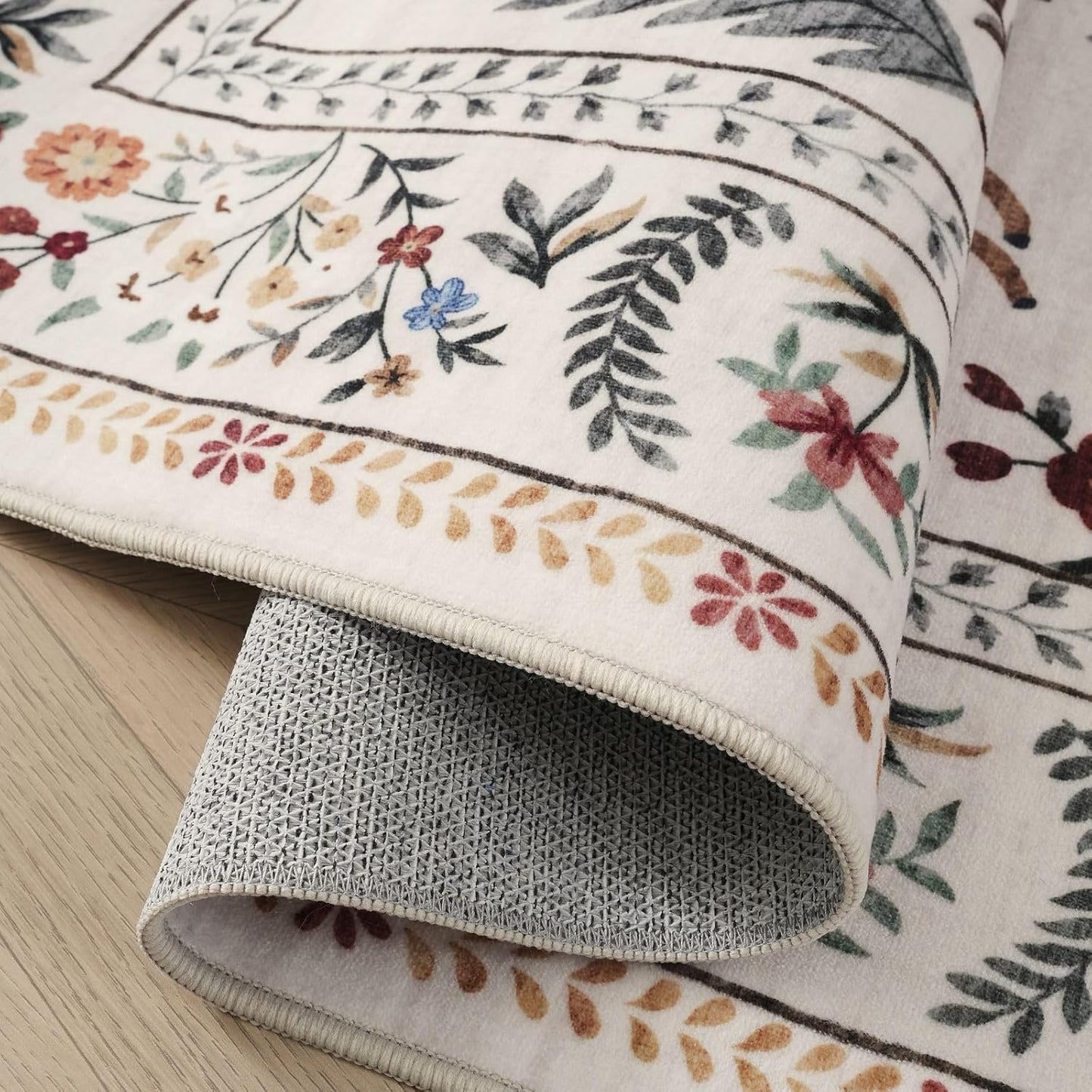 Rugcomf Runners for Kitchen Runner Rug Non Slip 2'x10' Long Washable Rugs with Rubber Backing Soft Floral Animal Carpet Runner for Kitchen, Laundry, Bedroom, Bathroom (Beige)