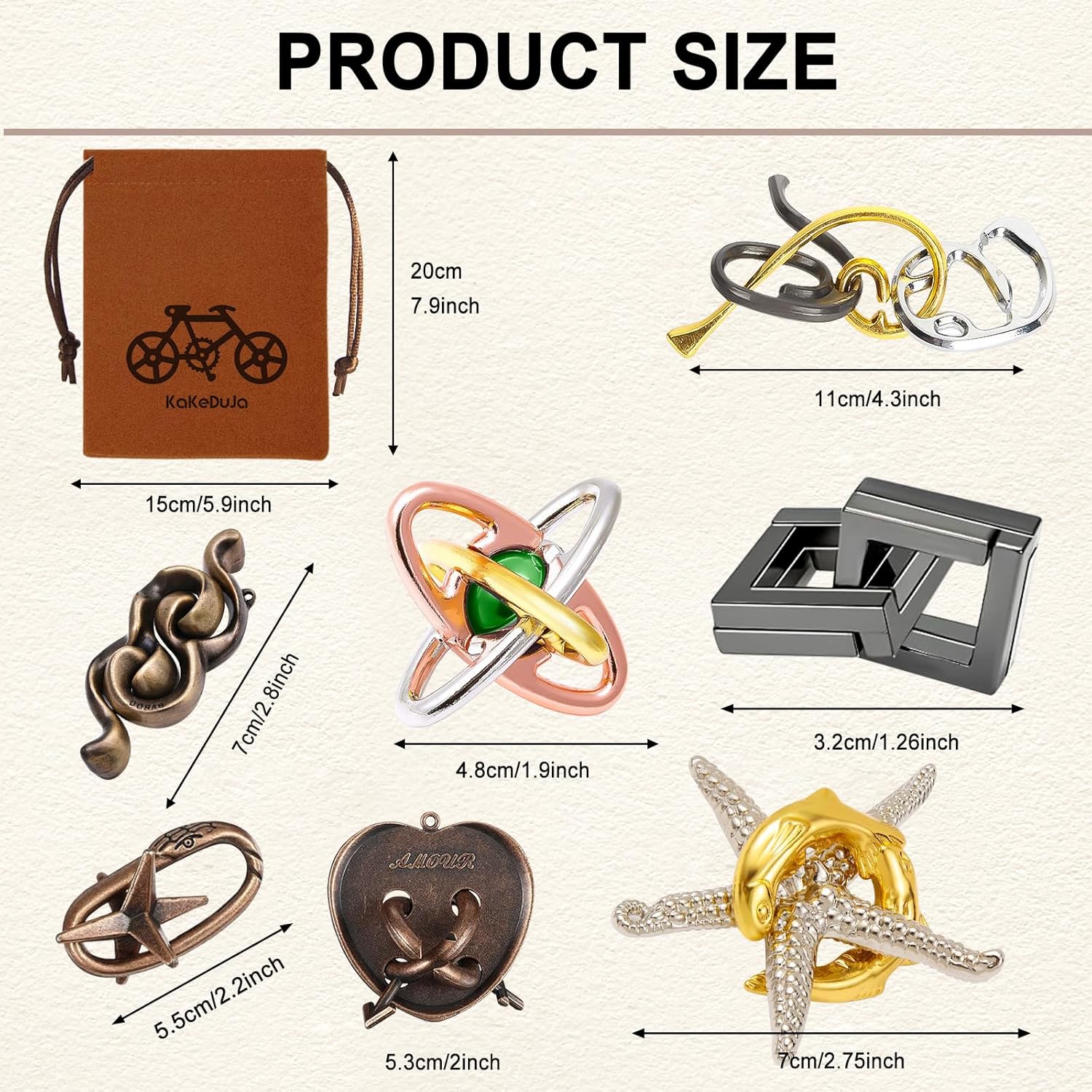 9pcs Metal Puzzle for Adult Disentanglement Puzzles Lock Puzzle Games Set Gift for Adults Teenagers