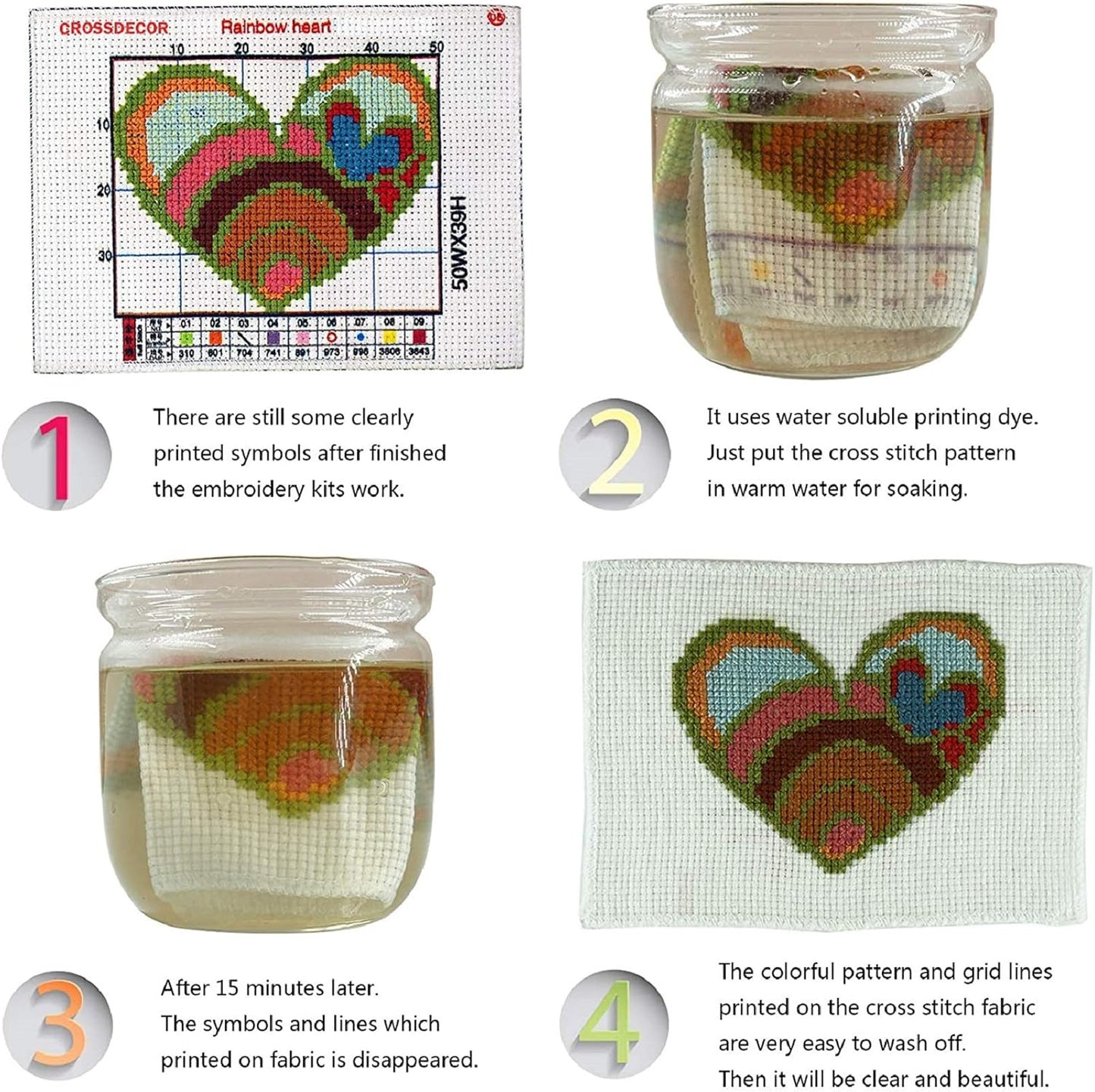Dimensean Stamped Cross Stitch Kits Full Range of Embroidery Patterns Starter Kits for Beginners Adult or Kids DIY Cross Stitches Needlepoint Kits 11CT-Colorful Flower Deer 15.7x19.7 inch