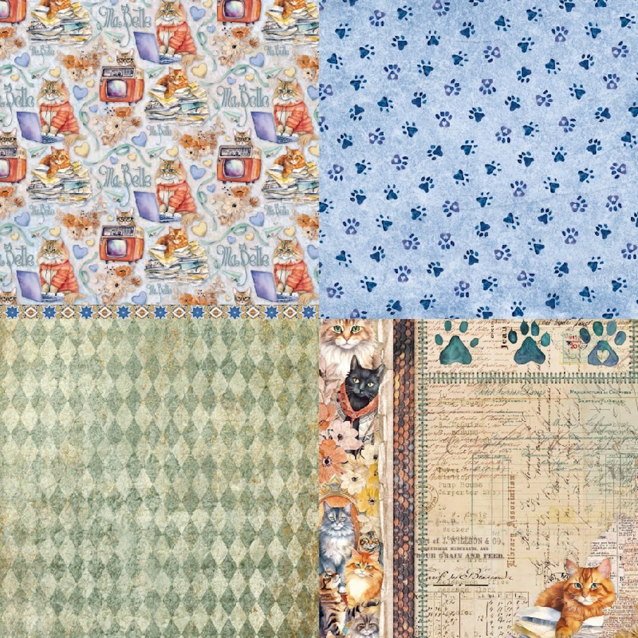 24 Sheets Kitten Decorative Scrapbooking Paper Pad 6x6 Craft Paper Single-Side Card Making Supplies for Junk Journal, Origami, Holiday Journaling