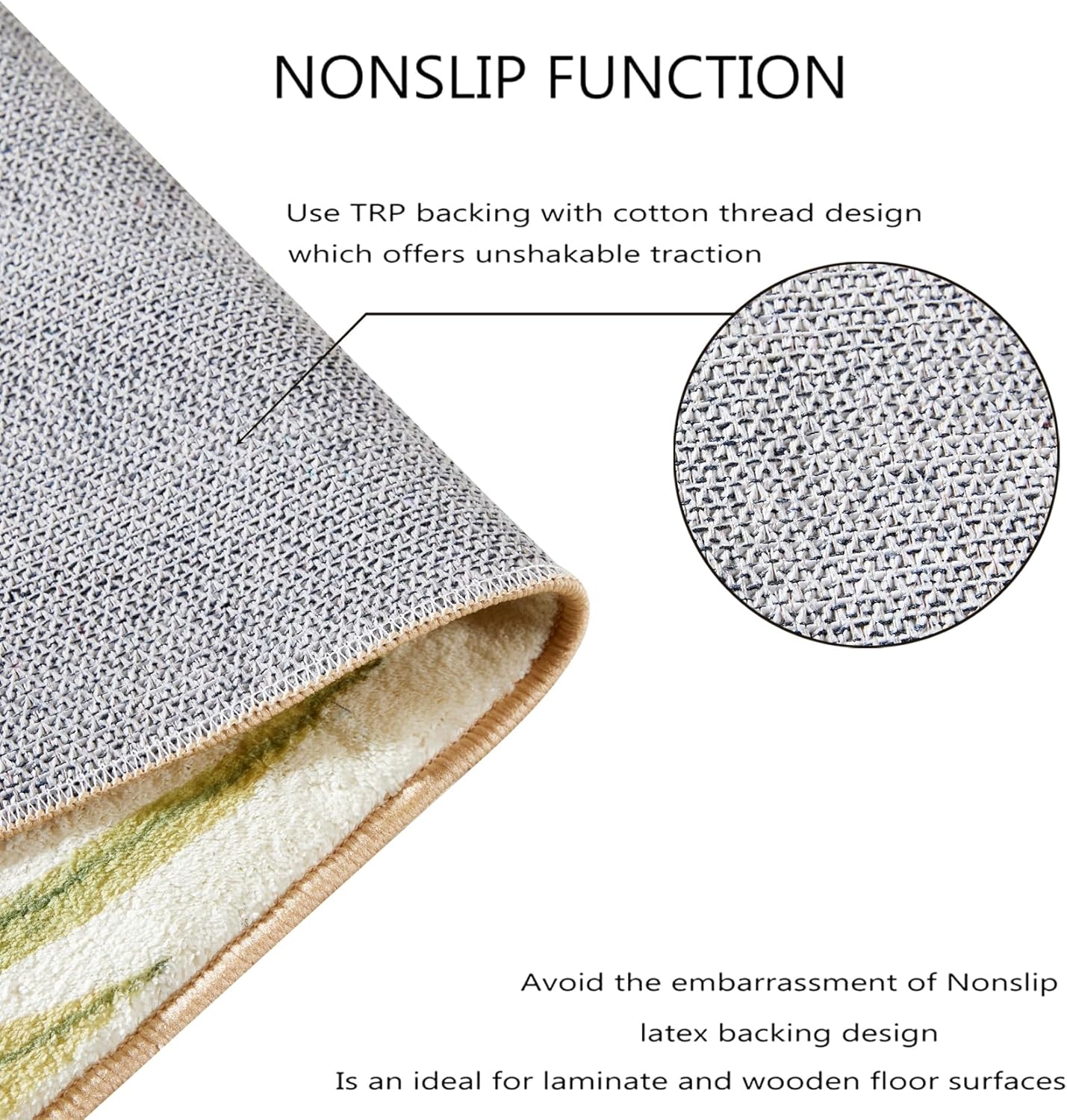 RoomTalks Mid Century Modern Washable Rug Stain Resistant, Boho Cute Aesthetic 9x12 Area Rugs for Bedroom Dining Living Room Office, Green Abstract Tropical Leaves Indoor Rug Plant Botanical Carpet