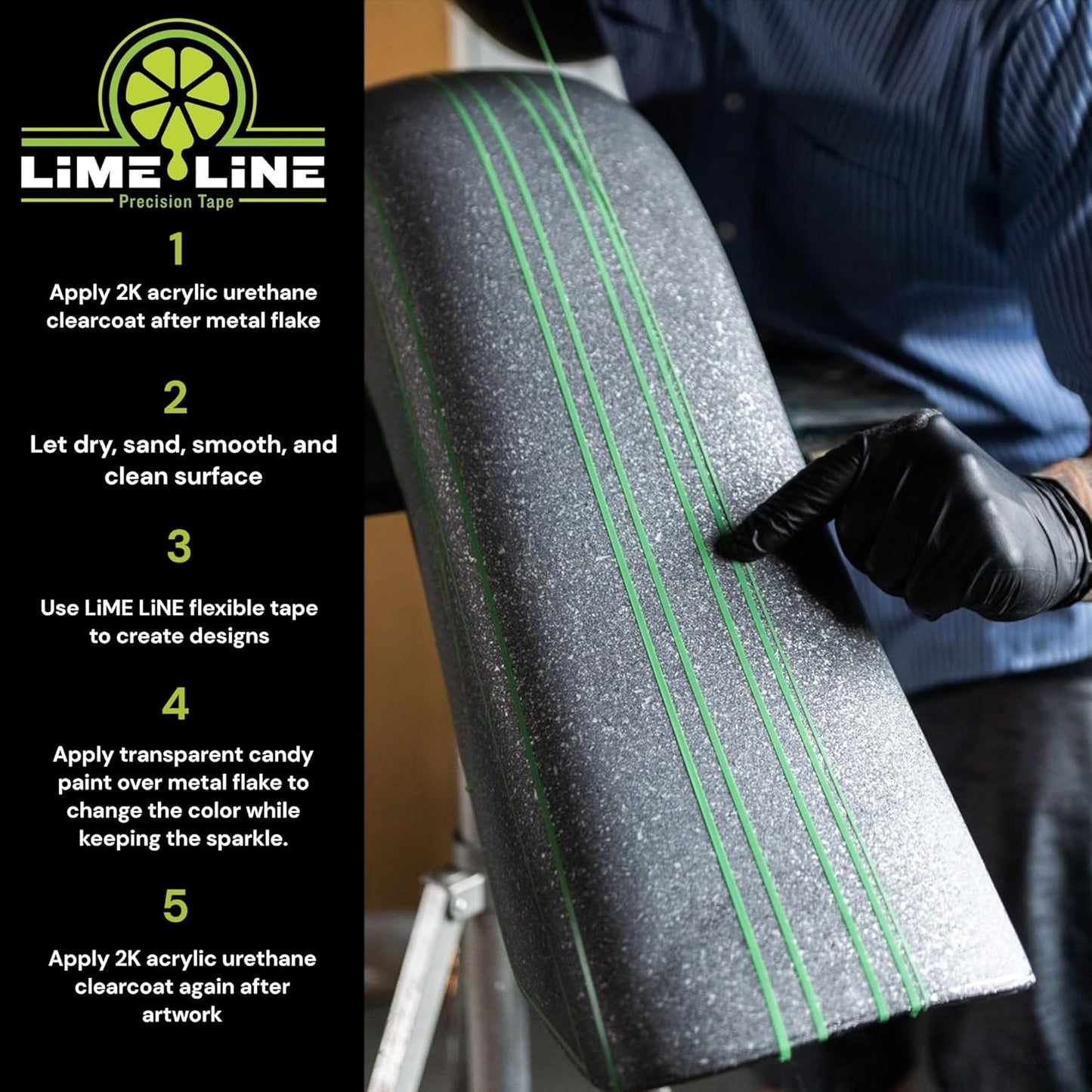 LiME LiNE Sprayable Metal Flake Paint Additive: Solvent Resistant Glitter for Automotive Custom Painting (Ice Blue)