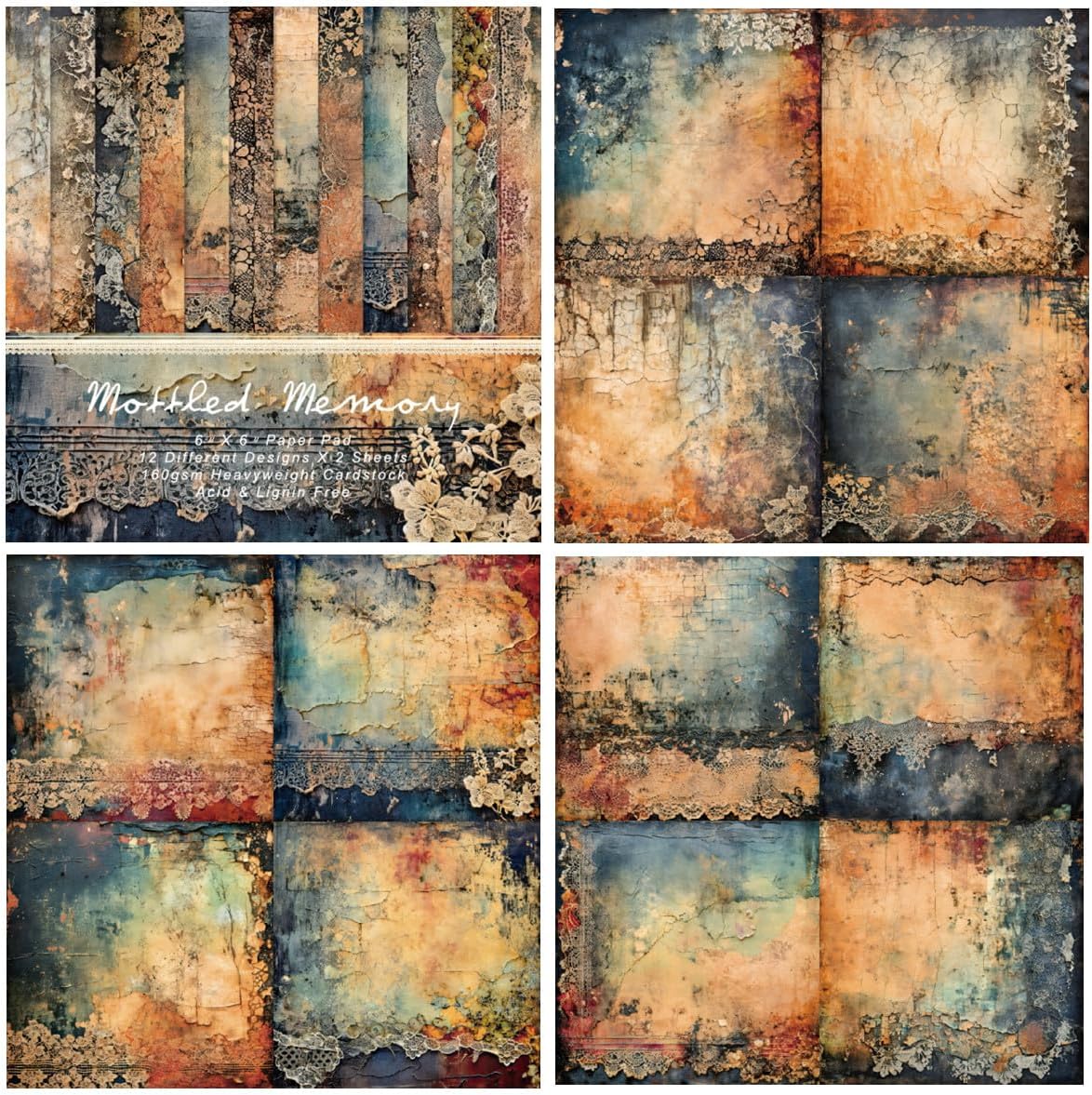 24 Sheets Decorative Scrapbooking Paper Pad 6x6 Craft Paper Single-Side Card Making Supplies for Junk Journal, Origami, Holiday Journaling