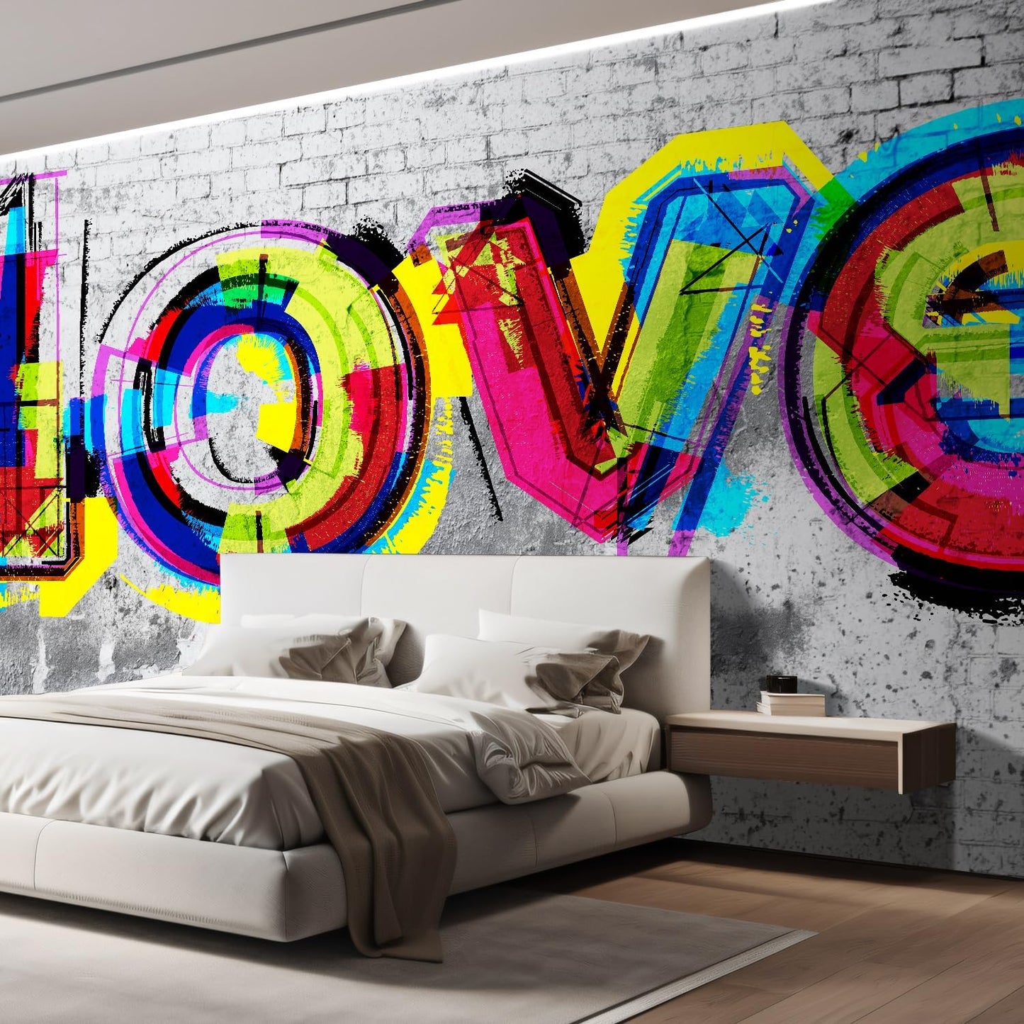 wall26 Wall Sticker/Wall Mural Colorful Graffiti, Not Peel and Stick, Non-Woven Wallpaper Decorative for Bedroom, Living Room, Office - 108x144 inches