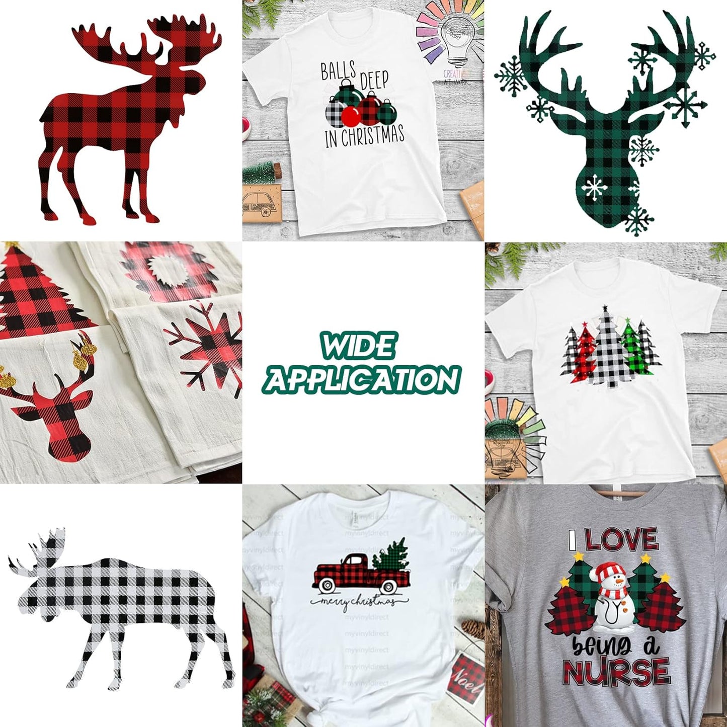 TORC Red Black Buffalo Plaid HTV Vinyl 12 inch x 10 ft, Check Heat Transfer Vinyl Iron on Transfers for Christmas