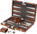 Get The Games Out Backgammon Set for Travel - Small Classic Board Game Case with Strategy Guide & 15 Game Pieces (Brown)