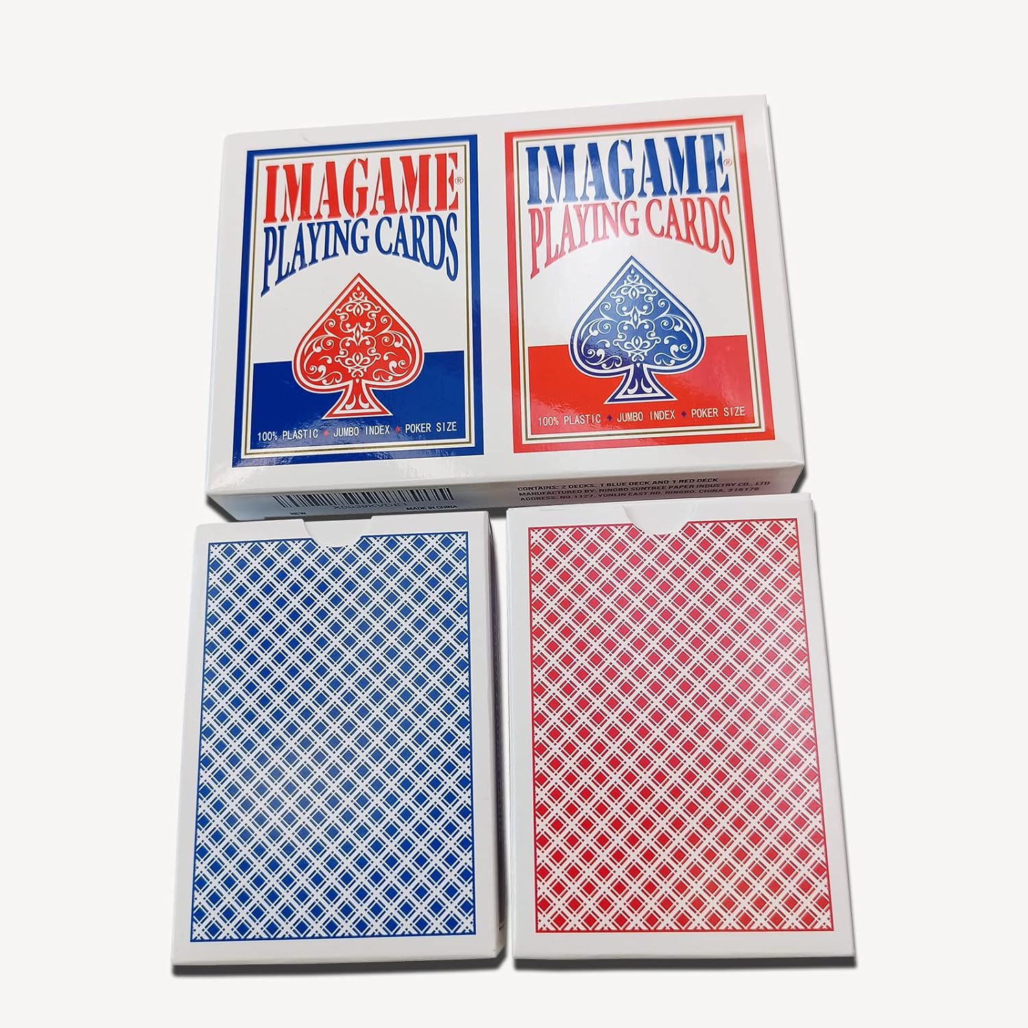 Plastic Playing Cards, Poker Size, Casino Quality, Jumbo Index, Waterproof & Washable, Perfect for Texas Hold’em Poker, 1 Blue Deck & 1 Red Deck