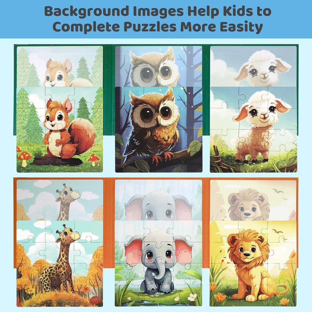 Puzzles for Kids Ages 3-5 2PK-72PCS-6 Animal Themes Magnetic Puzzles for Kids 4-6 Travel Puzzle for Airplane/Car/Road Trip/Gift Toys for 3 4 5 6 Year Old Girls and Boys