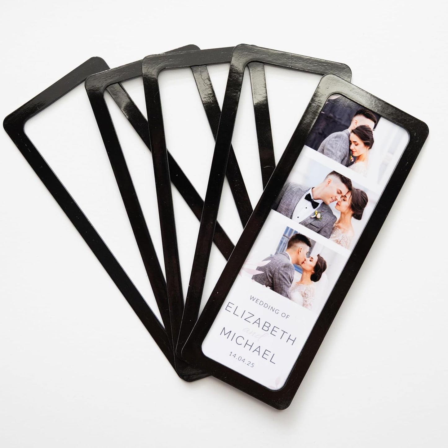 Magnetic Frames For 2x6 Photo Booth Strips – Set of 5 – White, Black, or Floral Design Photo Picture Holders – Magnetic Paper Cutout for Photobooth Photos – Simple Slim Frames for Fridge, Locker, or Party Keepsakes (5, BLACK)