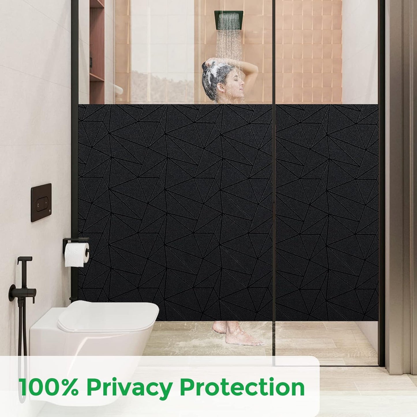 Coavas Blackout Window Privacy Film, Frosted Glass Static Cling, Decorative for Bathroom Door, UV Blocking Window Cling, Non-Adhesive Vinyl Sticker, Day and Night Windows Tint for Home,17.5x78.7 inch