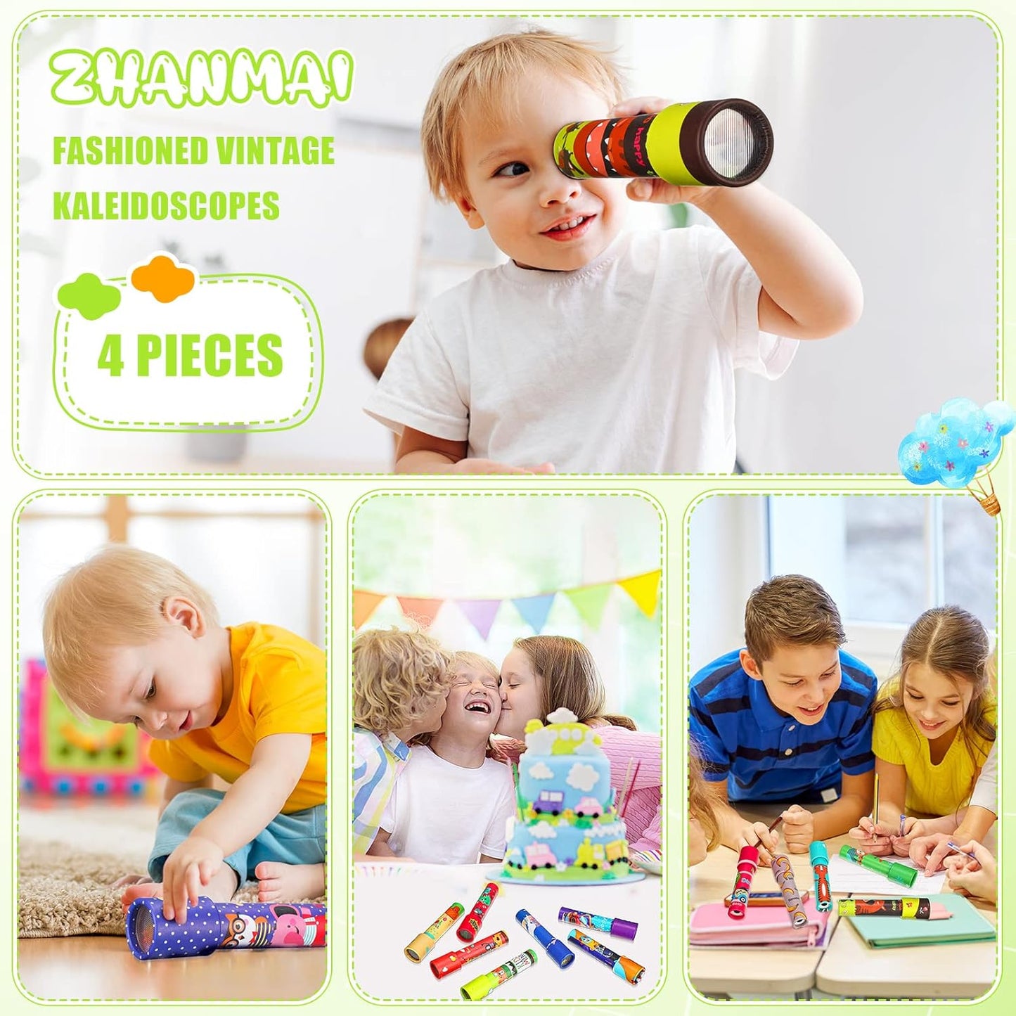 60 Pcs Classic Kaleidoscope Educational Kaleidoscope Toy Return Gift Vintage Educational Toys Party Bag Fillers School Classroom Prizes for Adult Teen Party Carnival Prize, Random Style (Bright Style)