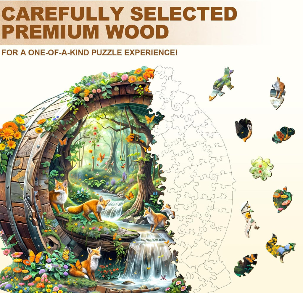 Wooden Puzzles for Adults, Fox Wooden Jigsaw Puzzle for Adults, 100 Piece Unique Animal Shape Wood Puzzles Adult, Birthday Party Gifts for Friends & Family Leisure Time Game Home Decor (S-8.5*8.1in)