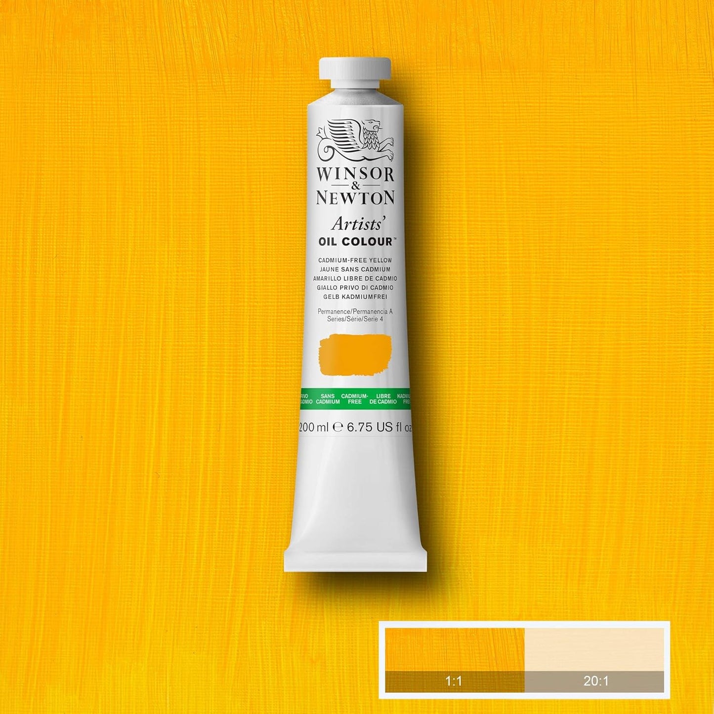 Winsor & Newton Artists' Oil Color, 200ml (6.75 oz) Tube, Cadmium-Free Yellow