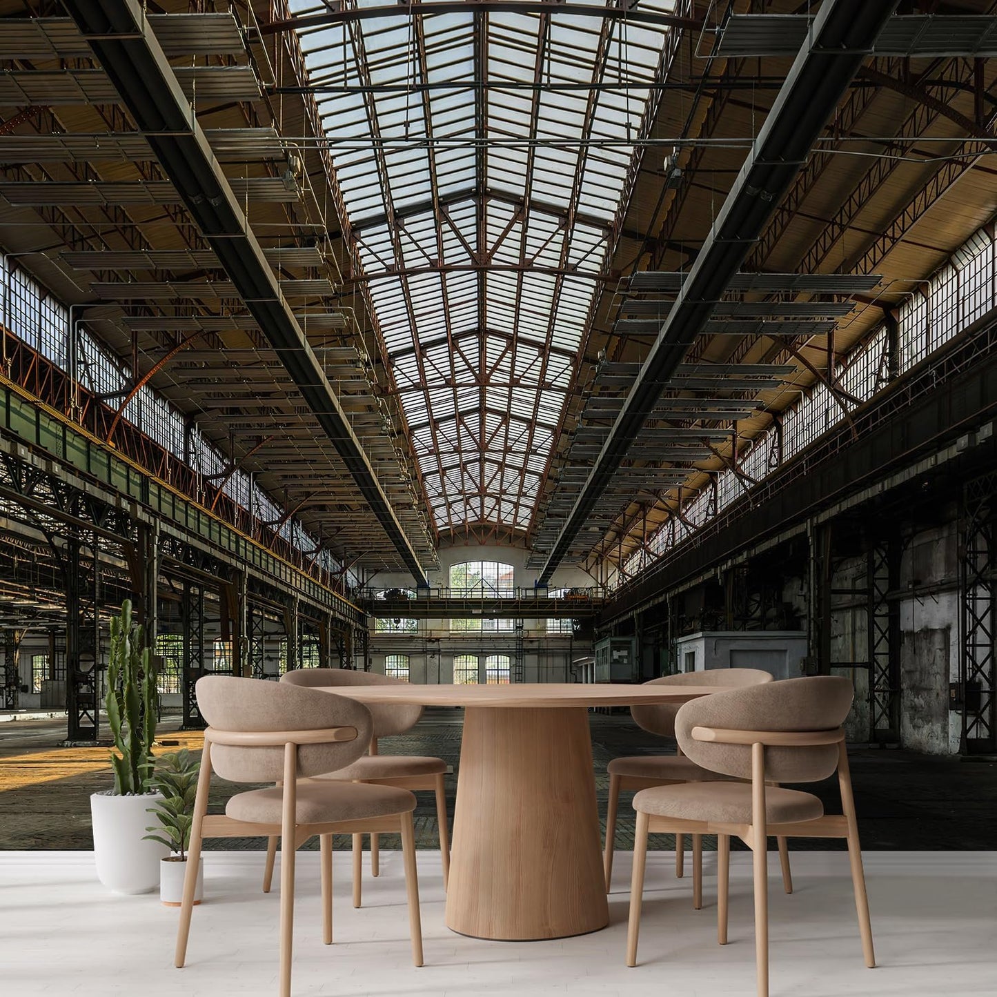 wall26 Wall Sticker/Wall Mural Industrial Interior of an Old Factory Building, Not Peel and Stick, Non-Woven Wallpaper Decorative for Bedroom, Living Room, Office - 108x144 inches