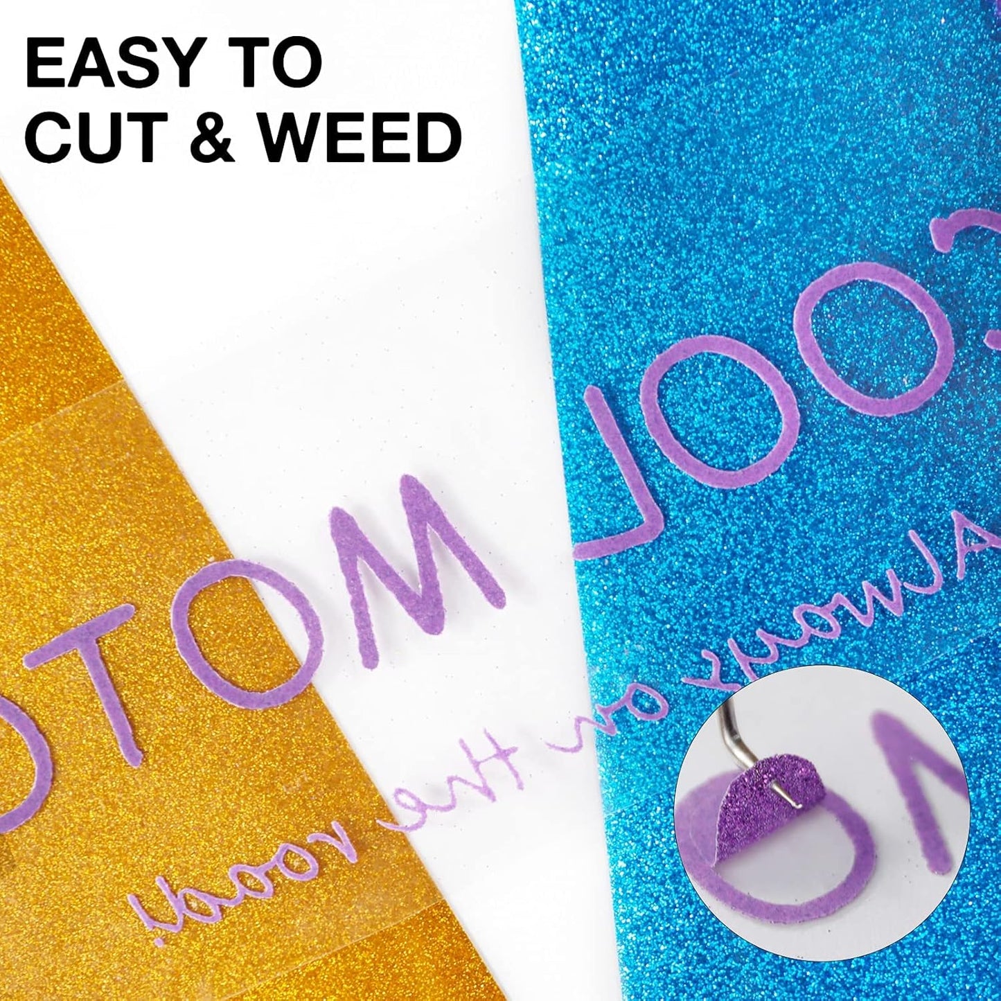 HTVRONT Purple Glitter HTV Heat Transfer Vinyl Rolls - 10" x 8ft Glitter HTV Vinyl for T-Shirts, Easy to Cut & Weed for Heat Vinyl Design