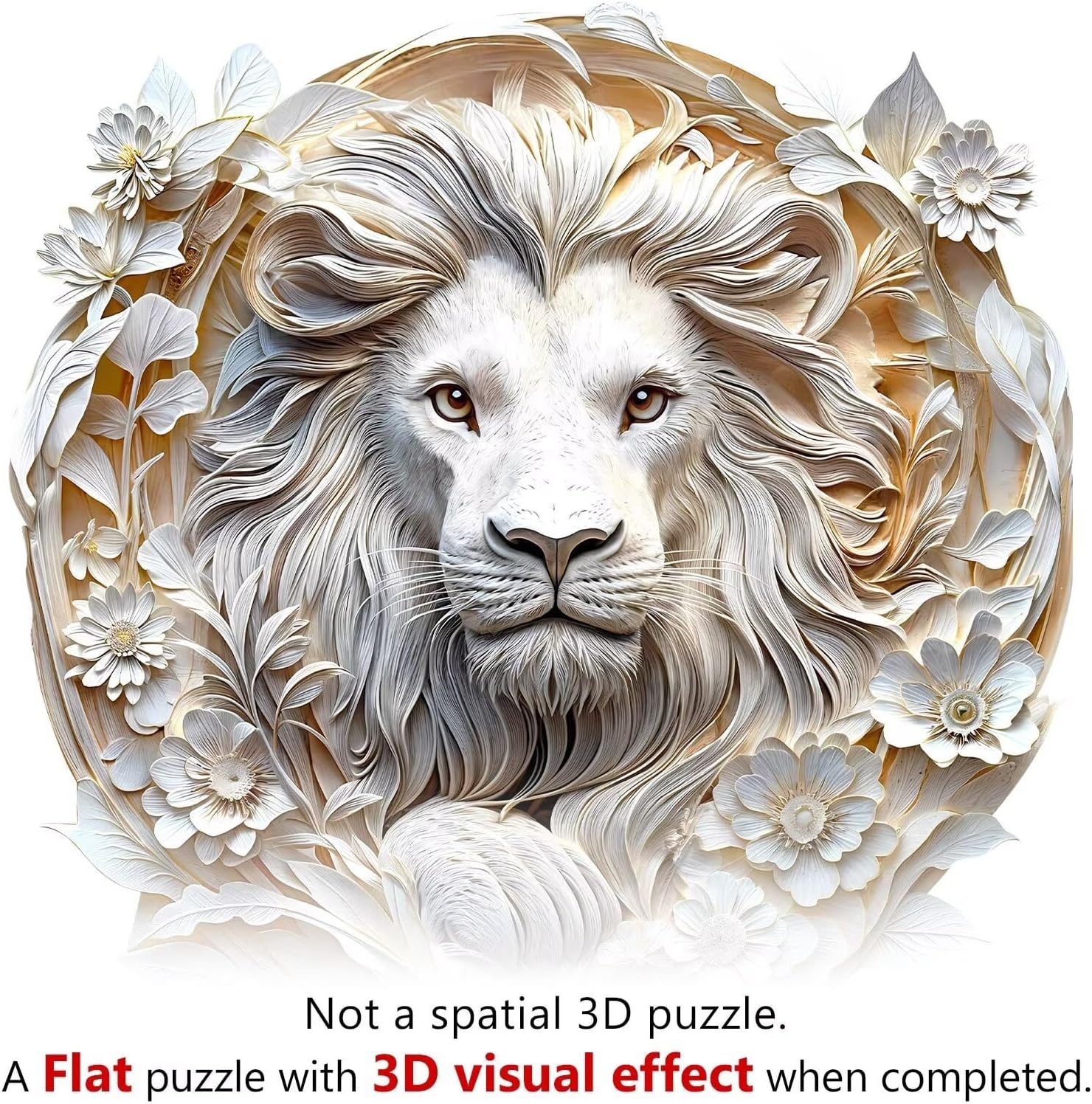 Wooden Puzzles Adults, 3D Paper Lion Wooden Puzzles 200 Pieces, Unique Animal Shaped Wood Challenging Jigsaw Puzzles Gifts for Adults, 11.4x11.2in