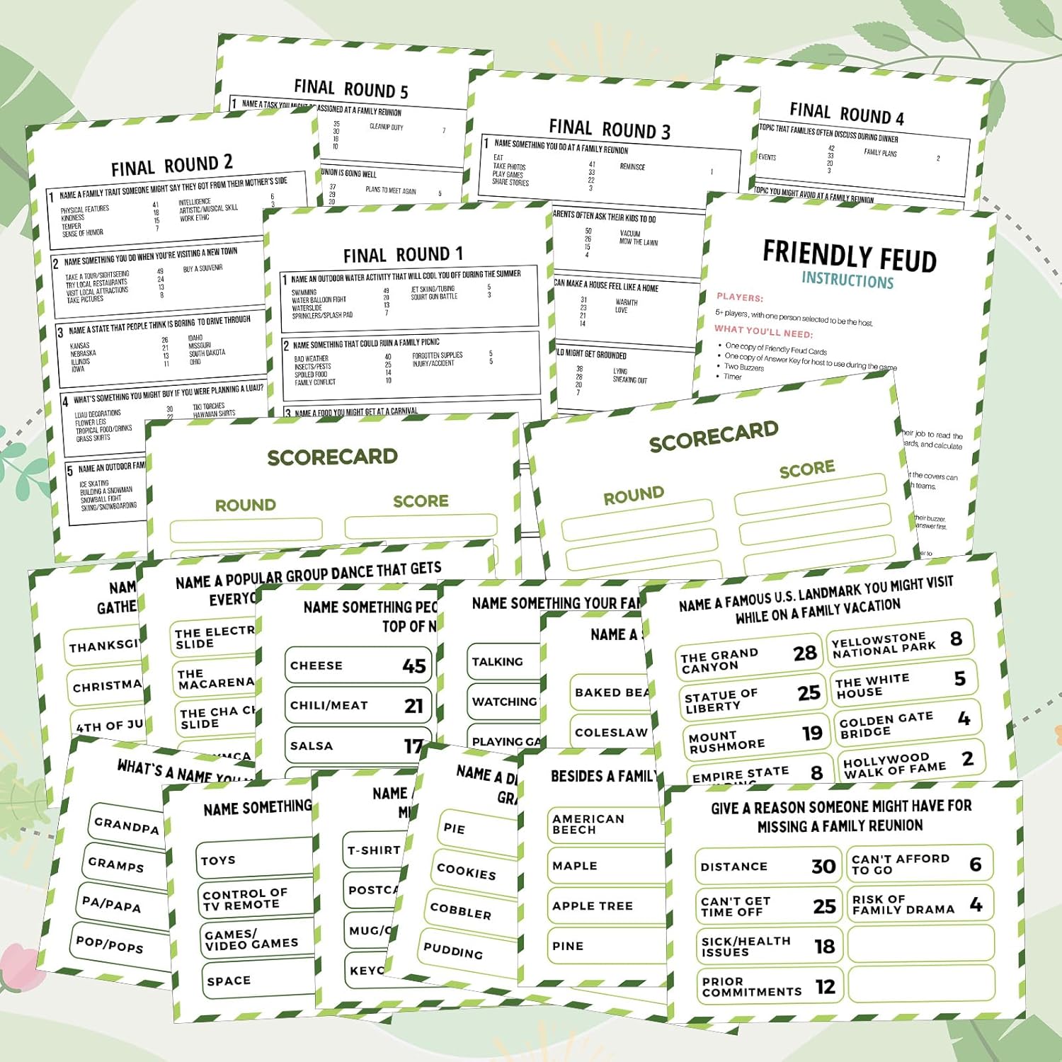 Family Reunion Friendly Feud Game with 2 Answer Buzzers, Feud Cards for Game Night Fun Trivia Quiz for Party Groups Team Building(Colorful, Family)