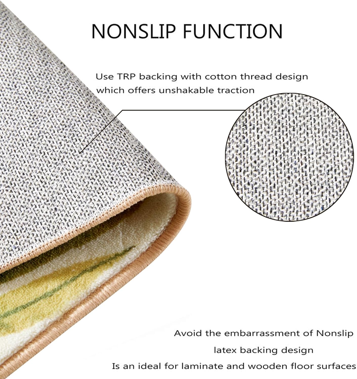 RoomTalks Boho Cute 3x5 Small Area Rugs Washable, Modern Abstract Geometric Shape with Tropical Leaves Non Slip Throw Rugs for Bedroom Kitchen Entryway Indoor Botanical Accent Carpet