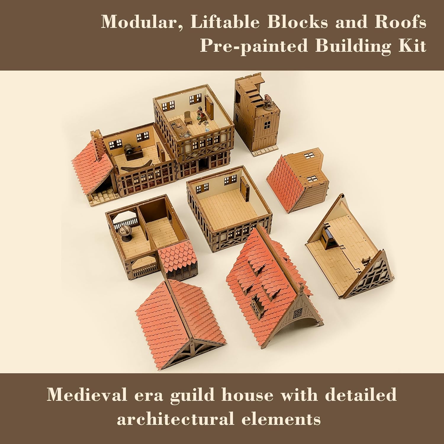 Guild Hall - DIY Wooden House Building Kit for Architecture & Engineering Assembly Set for Teens and Adult, Tabletop Games, Makes a Great Gift for who Like Creative Play - Realistic