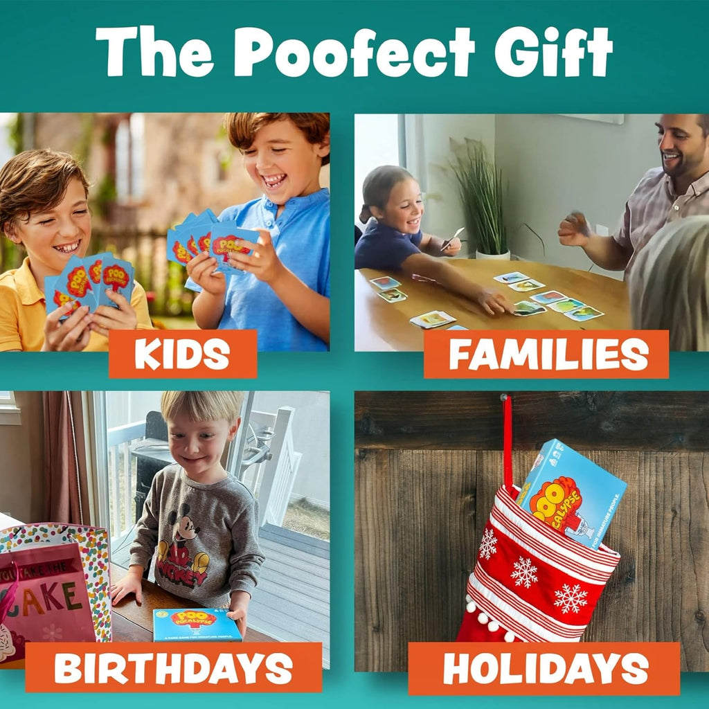 Poo Pocalypse - The Hilarious Card Game for Immature People - Easy and Strategic Family-Friendly Party Game for Adults, Teens & Kids - 2-4 Players