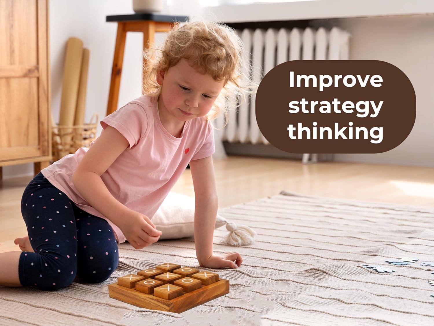 BSIRI Wooden XO Blocks (L) Tic Tac Toe Board Games - Ideal for Kids Games, Family Games and Game Night for Adults, Farmhouse Decor for Coffee Table Decor and Unique Gifts for All Occasion (5.5 Inch)