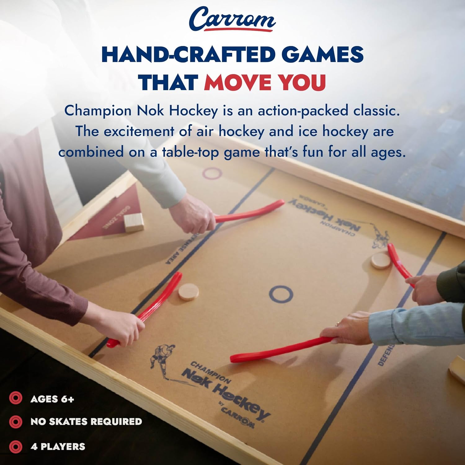 Carrom Champion Nok Hockey Game (Large) — Wooden Board Games for Adults & Children — Indoor and Outdoor Games for Family — Sports Board Games