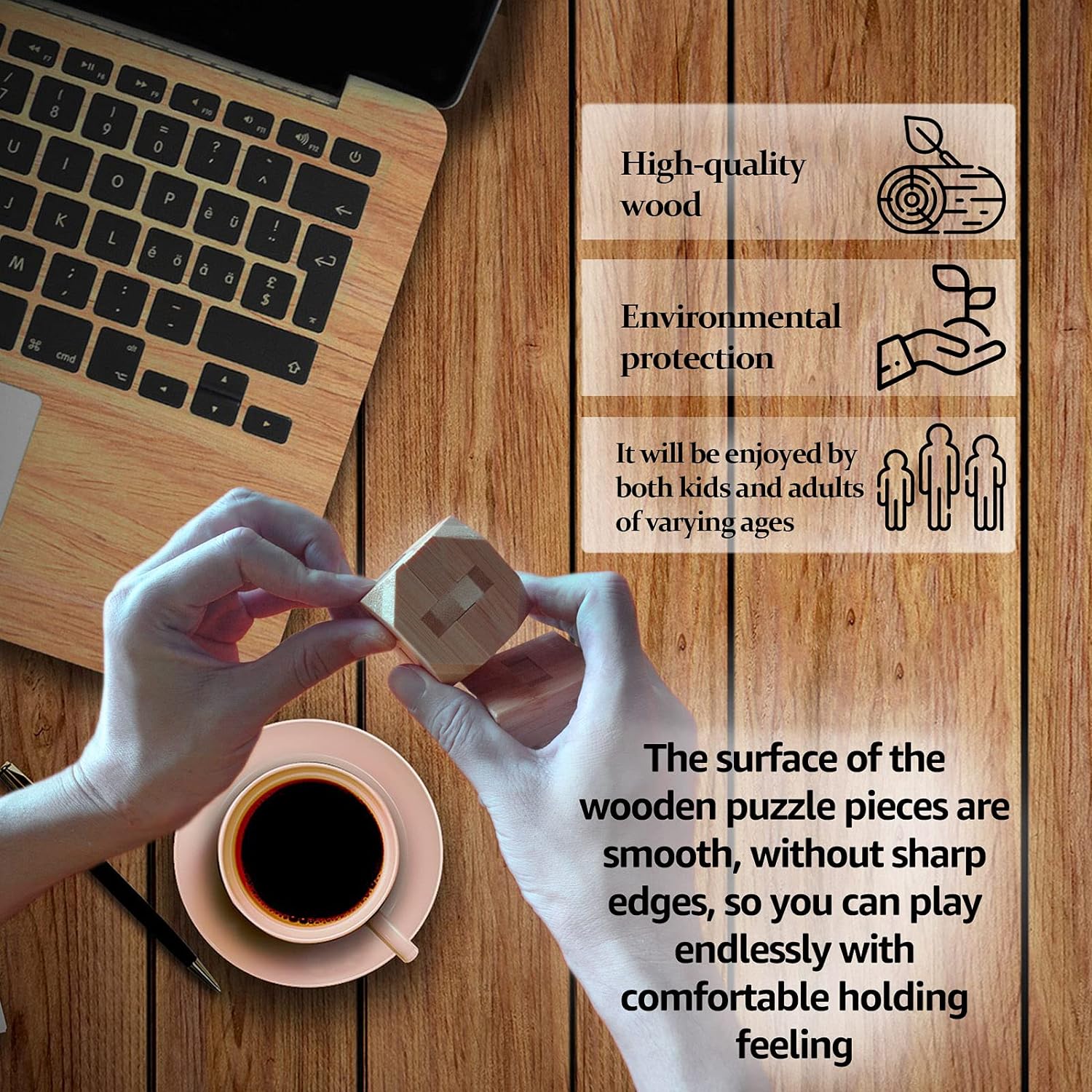 VolksRose 9pcs Wooden Brain Teaser Puzzles, IQ Challenge Puzzle Games, Logic Mind Puzzle Box Lock Toy Disentanglement 3D Small Brain Puzzle Gift Set for Adults Teenagers Kids, 1.8inch 4.5cm