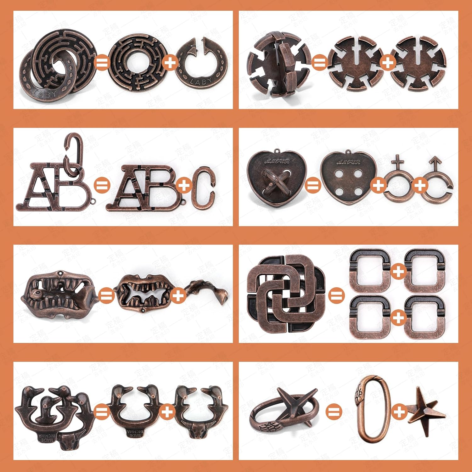 8 Pcs Brain Teaser Puzzles for Adults Teens - Metal Puzzles 3D Puzzle Game Toys for Adults Teens - Unlock Interlocking Puzzle Adult IQ Education Smart Toys