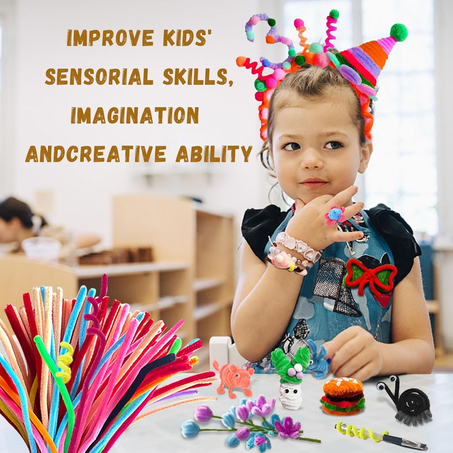 Pipe Cleaners Craft,400PCS Pipe Cleaners Bulk,Juegos para Niños,Craft Supplies,Arts and Crafts,Chenille Stems for DIY Flowers Toys for Ages 8-13,School Supplies for Kids,Stocking Stuffers for Boys