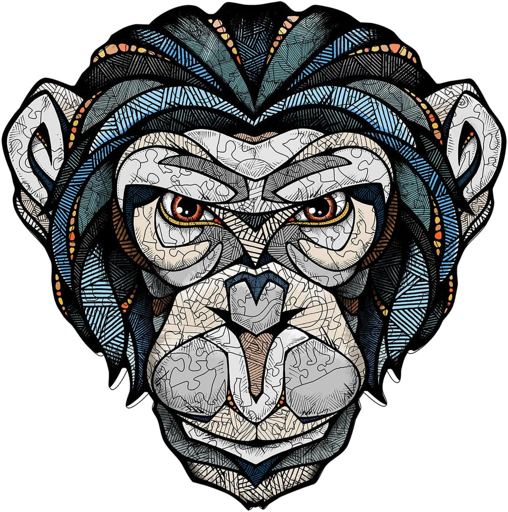 EWA Home Décor – Chimp (Chimpanzee) Small 110 Pieces – Wooden Jigsaw Puzzle for Adults – Perfect for Artistic Home Decoration and Mindful Relaxation