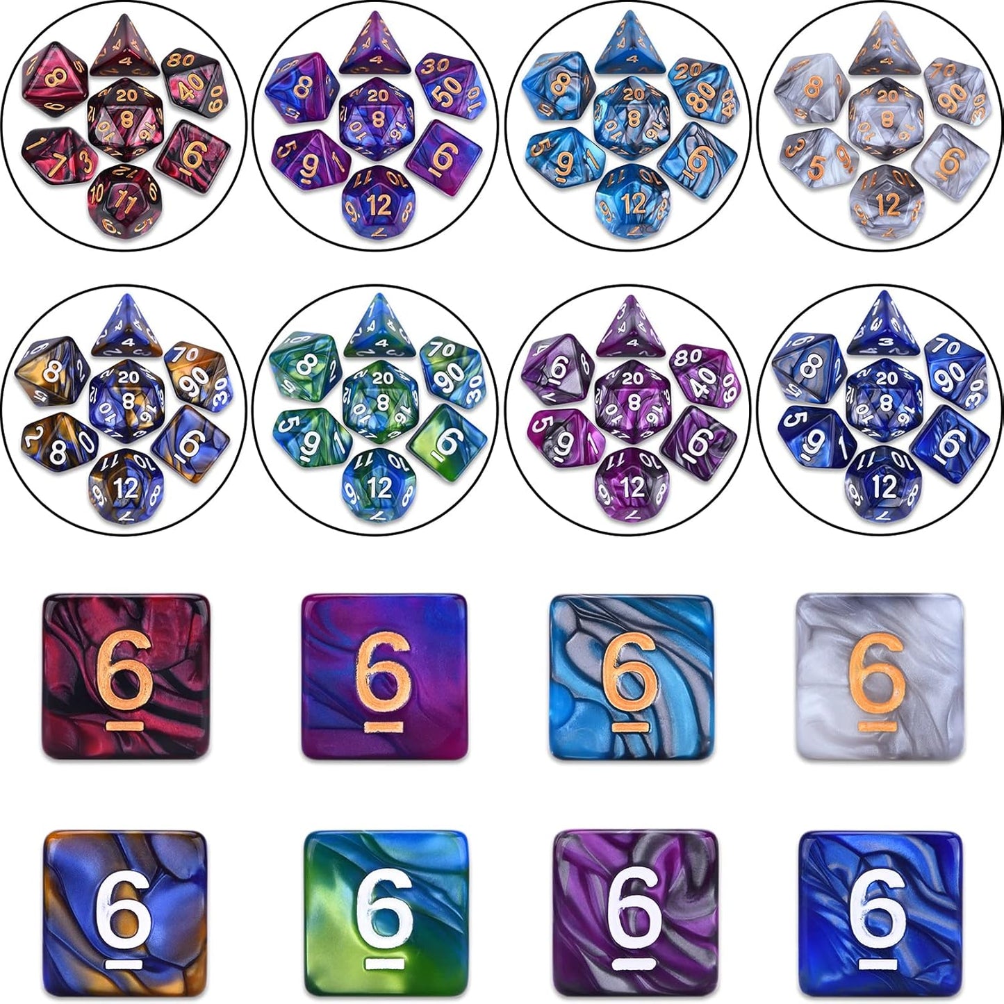 DND Dice Sets 30 x 7 (210pcs) Polyhedral RPG Dice for Dungeons and Dragons Tabletop Role Playing Adventure Games, with a Large Drawstring Bag