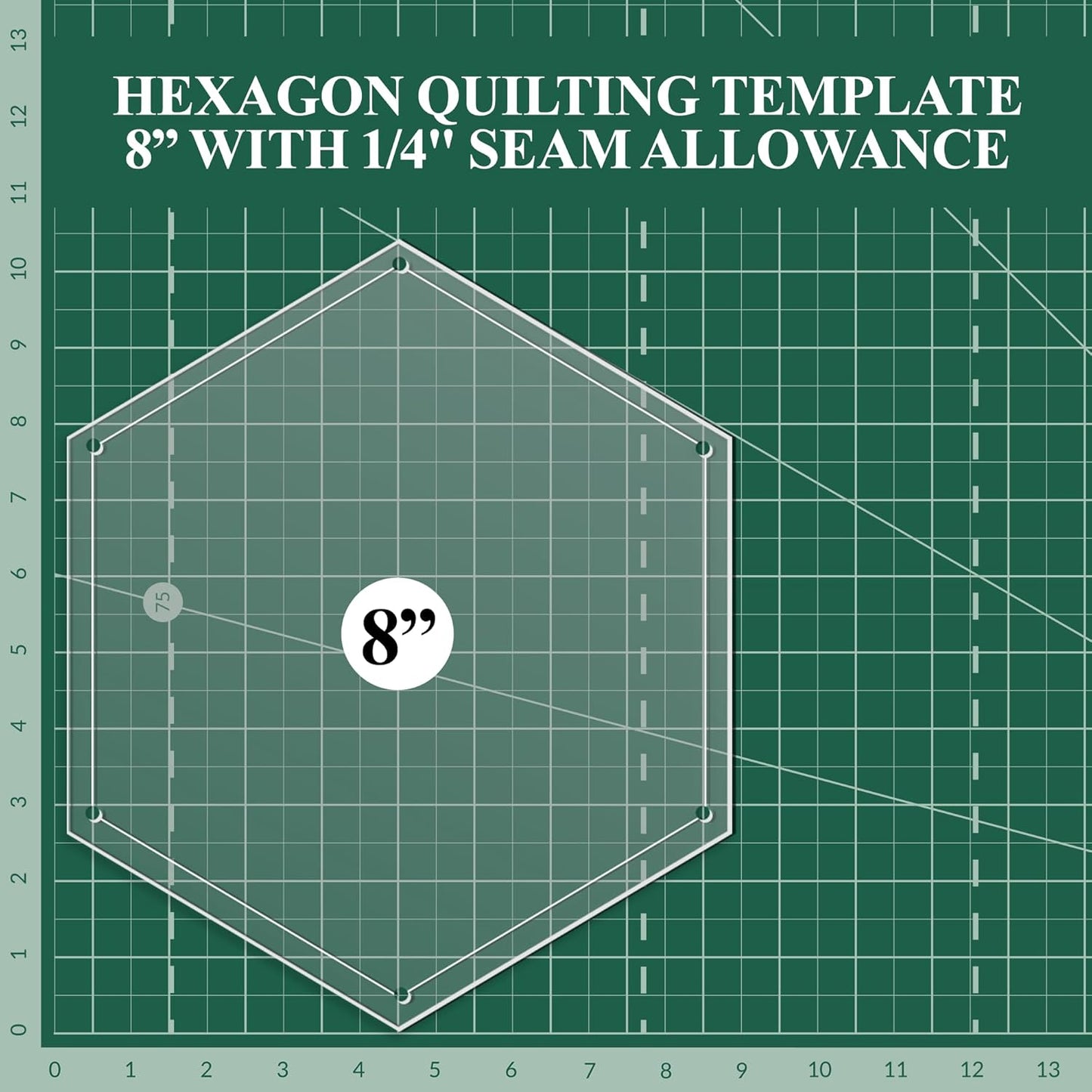 Hexagon Quilting Template Set - 8" with 1/4" Seam Allowance - Durable Acrylic Templates for Quilting, Patchwork, Crafting, & Sewing Projects - Clear Templates for Accurate Designing