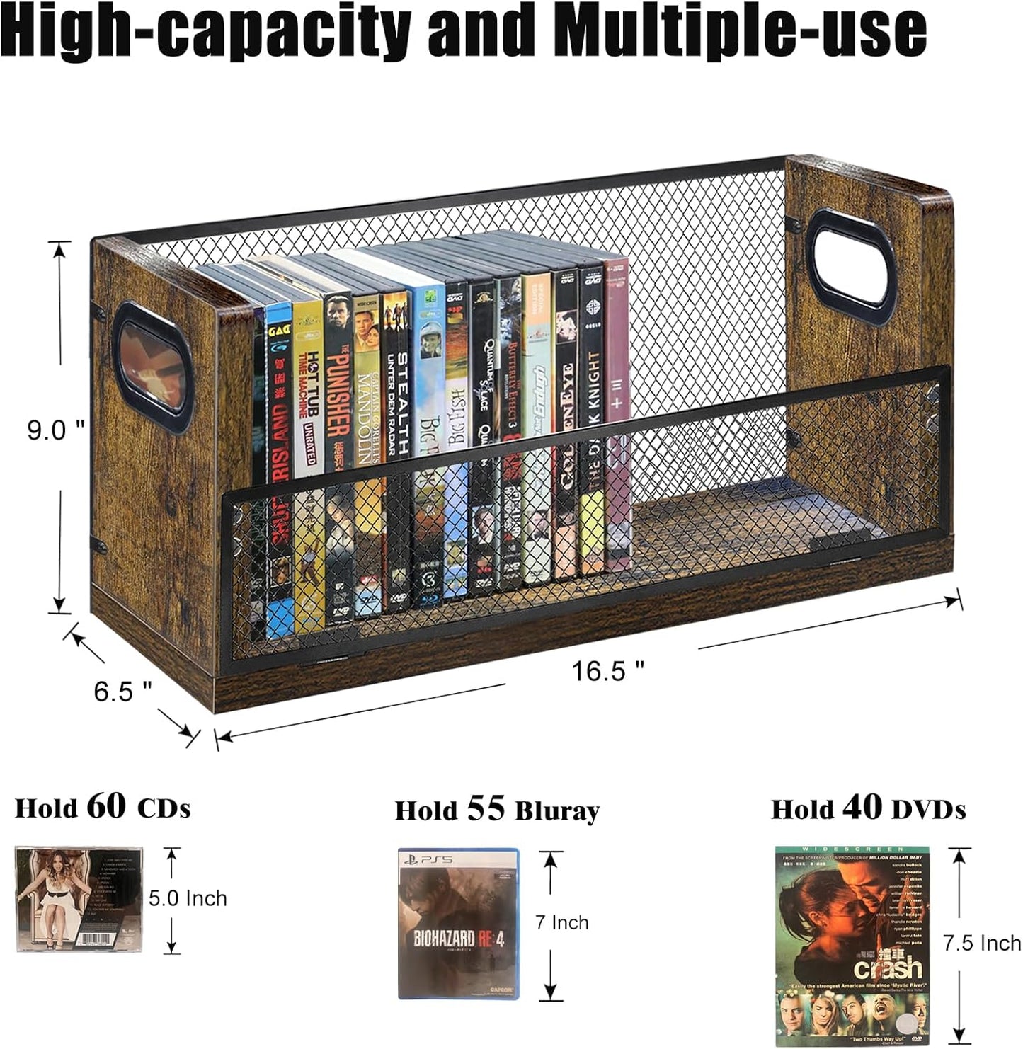 DVD Storage Shelve Blu ray Holder, Set of 2 DVD Racks Hold Up To 56 DVDs (28 Each), Stackable DVD Tower also Used for CDs, Video Game Cases, Vhs Taps, Desktop organizer at Home Or Office