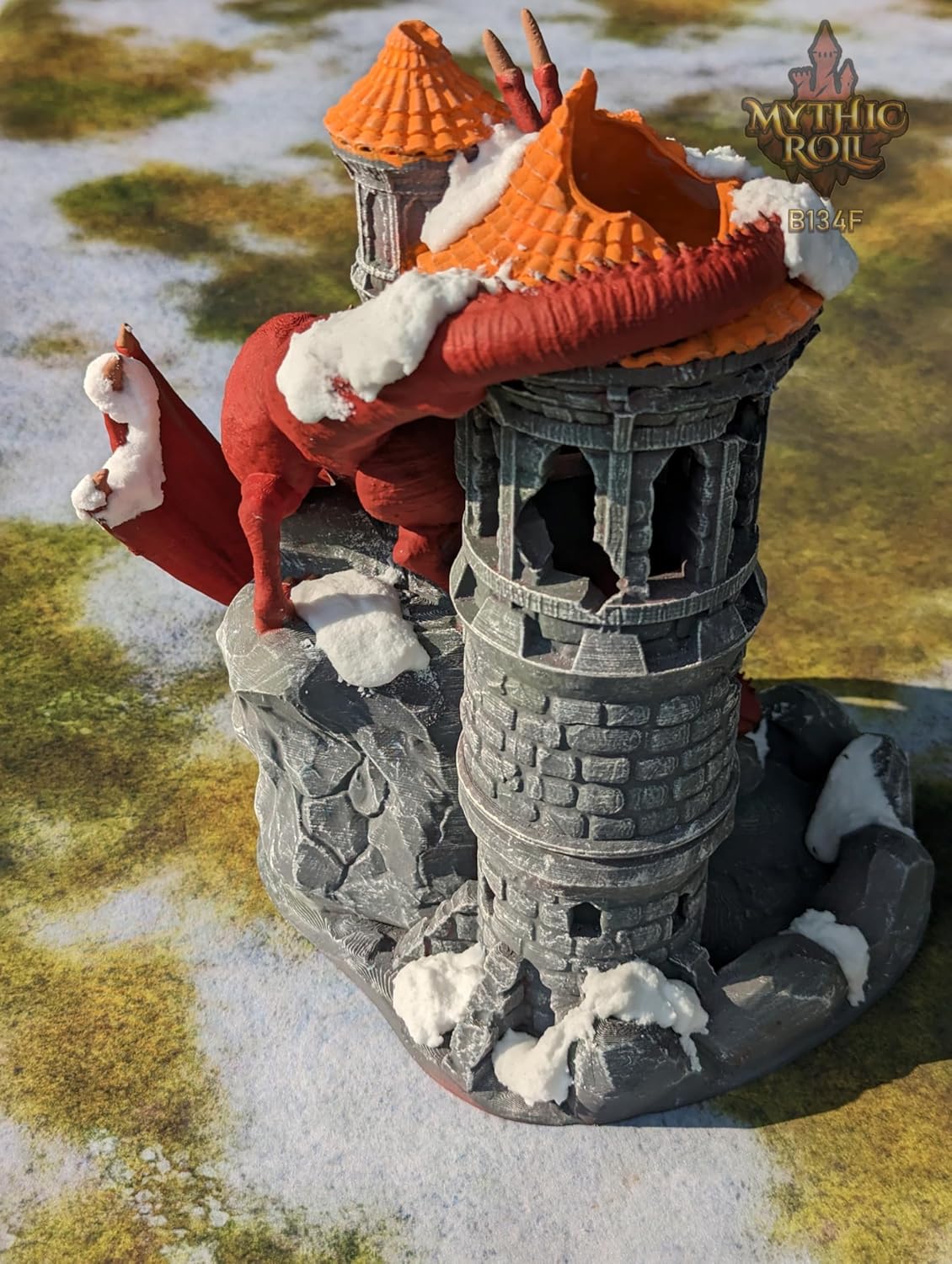 Dragon 3D Printed Dice Tower - Mythic Roll Collection - Unchained Games - Ascend to New Heights with your Rolls! (17.) Silk-Black & Red)
