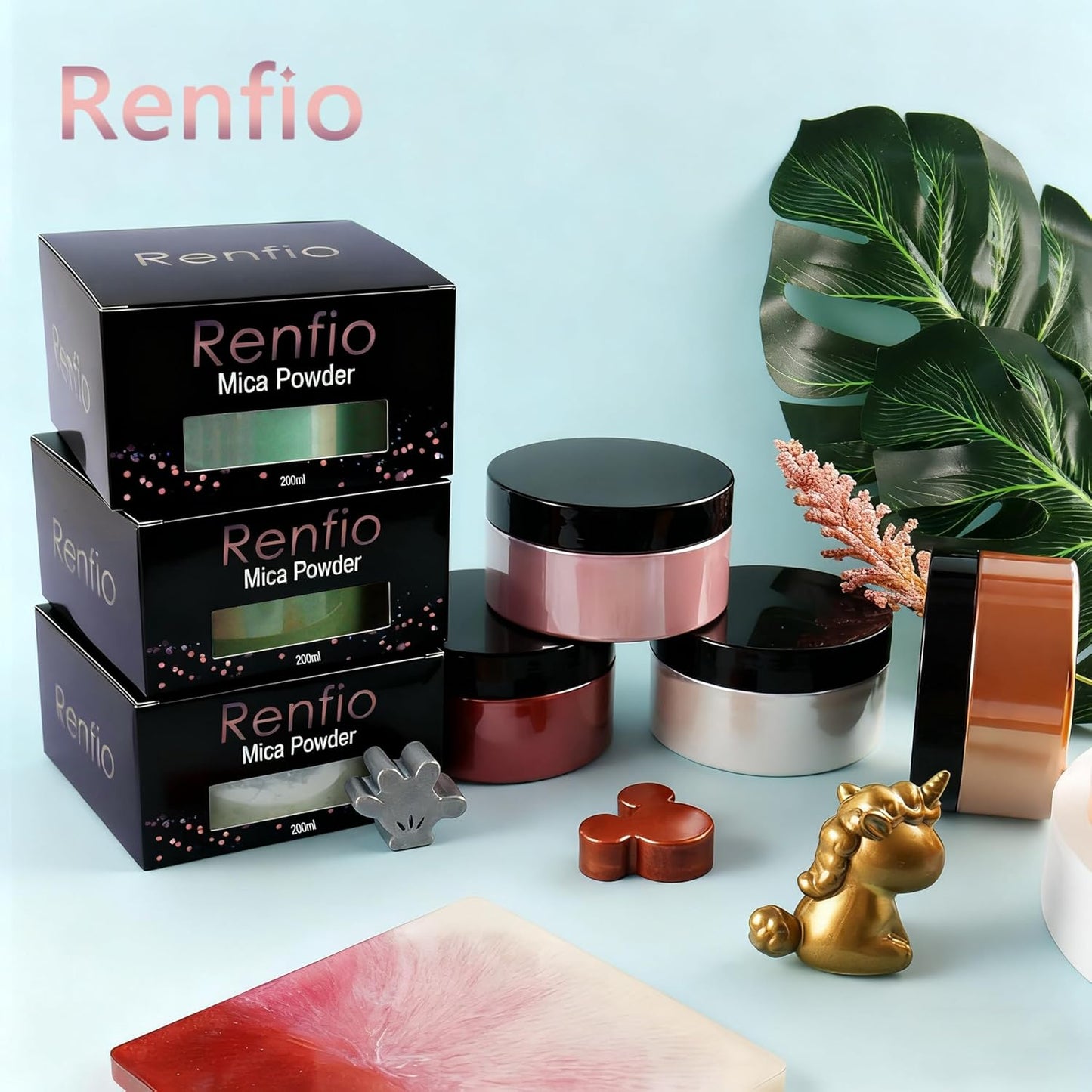 Renfio 100g Mica Powder Pigment, Metallic Natural Dye Mineral Pearl Shimmer Epoxy Resin Dye for Painting Soap Making Slime Bath Bombs 3.5 Oz - Royal Brown