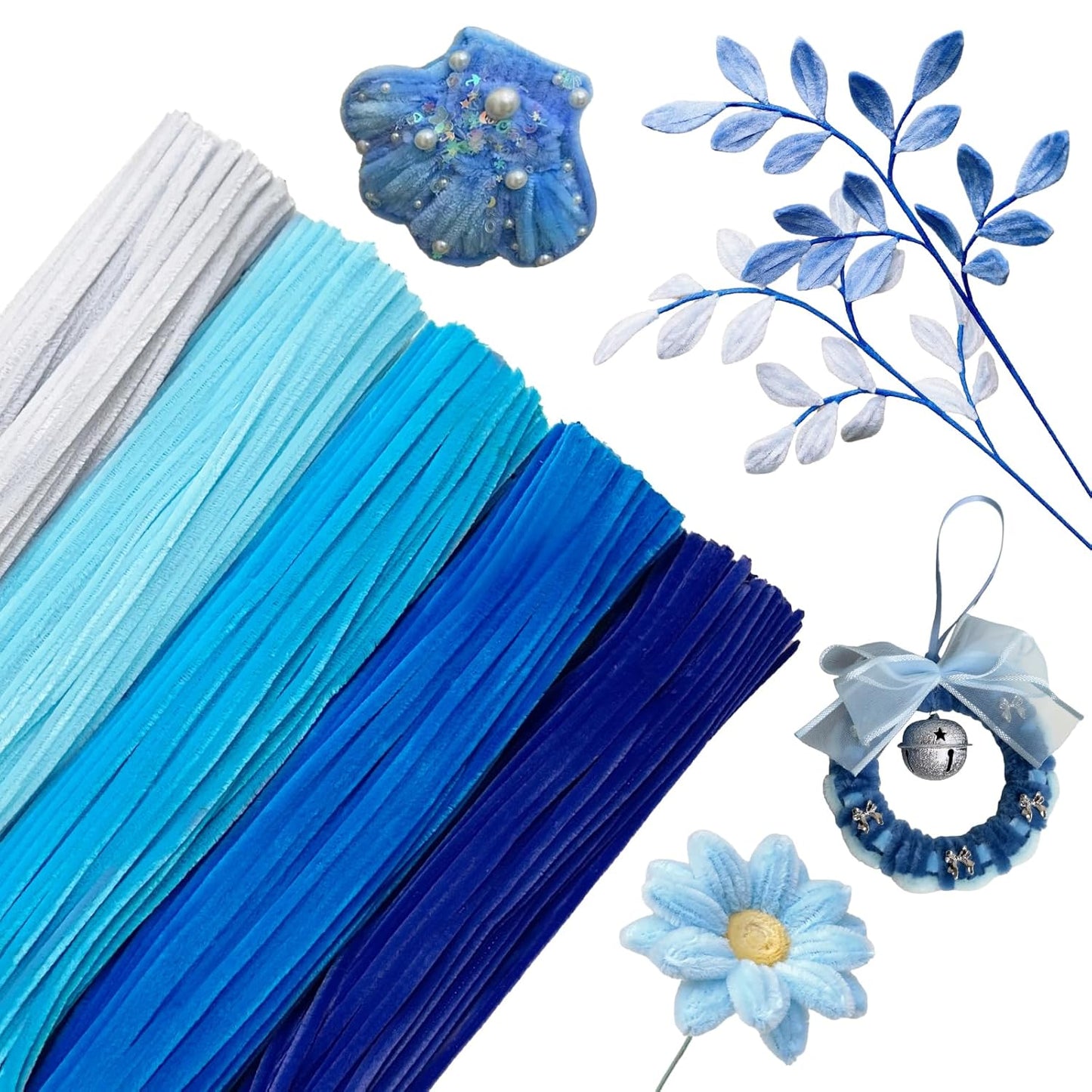 Pipe Cleaners Craft 500PCS 5 Colors Blue Pipe Cleaners Bulk 30CM Limpia Pipas para Manualidades Fuzzy Wire Chenille Stems for Arts Crafts and Creative DIY Projects Decorations