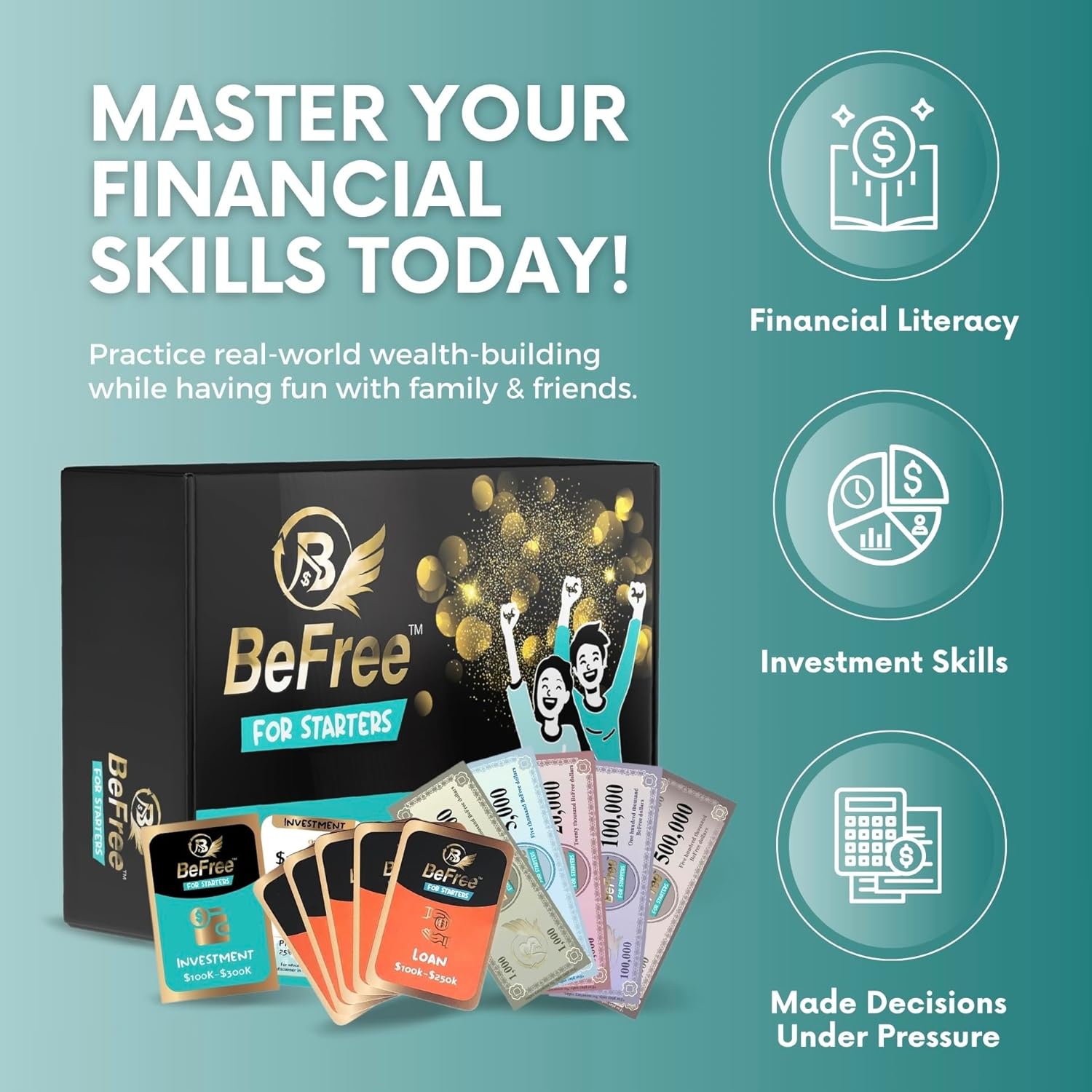 BeFree for Starters – Financial Literacy Card Game | Learn to Earn Money, Invest & Manage Cash Flow | Educational Family Strategy Game for Teens & Adults