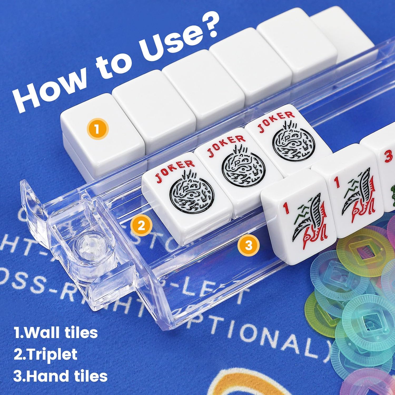 4PCS Mahjong Racks with Pushers,Clear Acrylic American Majiang Tile Racks