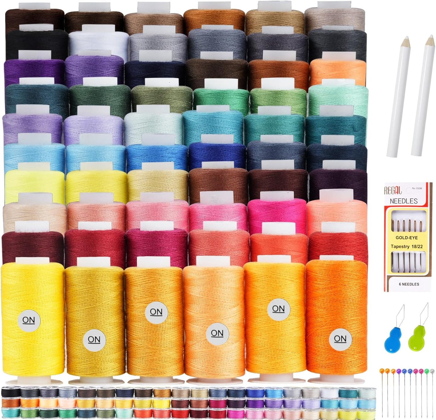 ilauke 60 Colors Sewing Thread, 144 Pcs Prewound Bobbins, 400 Yards Per Yards Threads, Sewing Thread Kit Supplies for Universal Machines, Emergency and Travel DIY Hand